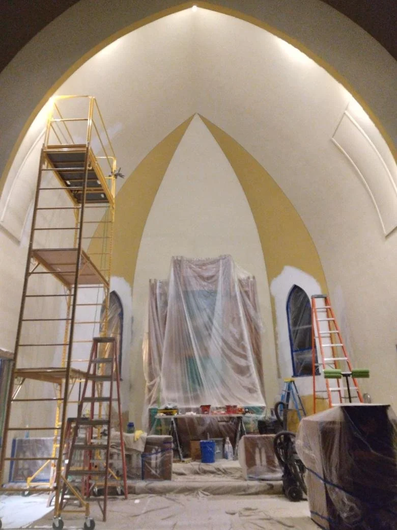 Our Savior’s Lutheran Church restoration, Historical Restoration, gilding, gold leafing, moulding, painting, masonry repair by Custom Artisan Finishes in Omaha, Nebraska 