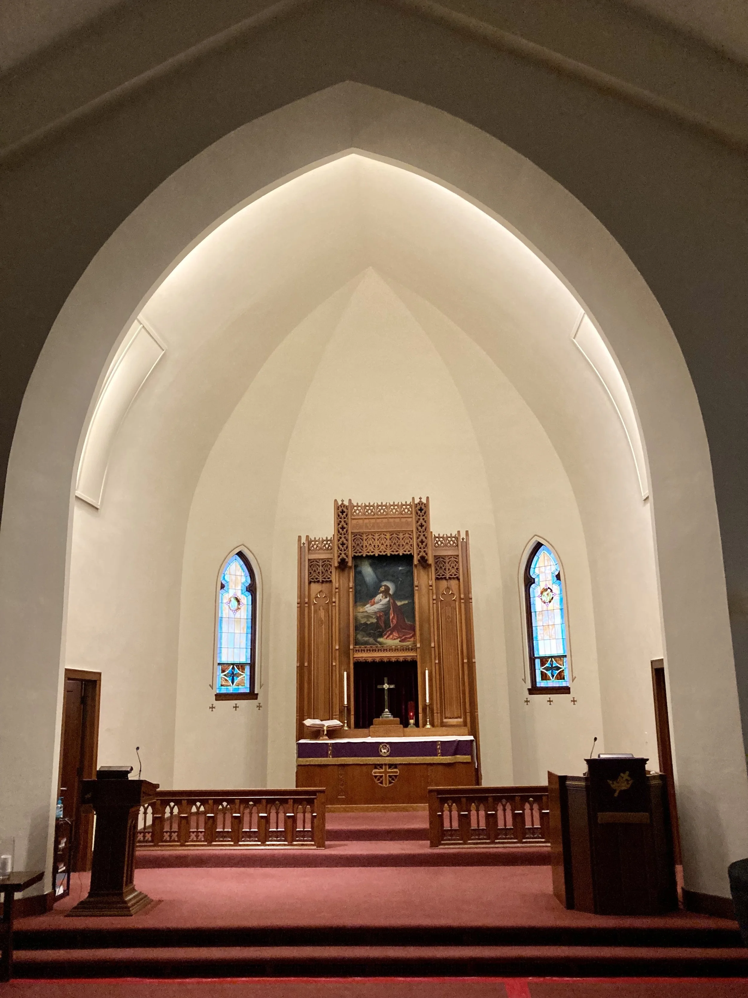 Our Savior’s Lutheran Church restoration, Historical Restoration, gilding, gold leafing, moulding, painting, masonry repair by Custom Artisan Finishes in Omaha, Nebraska 