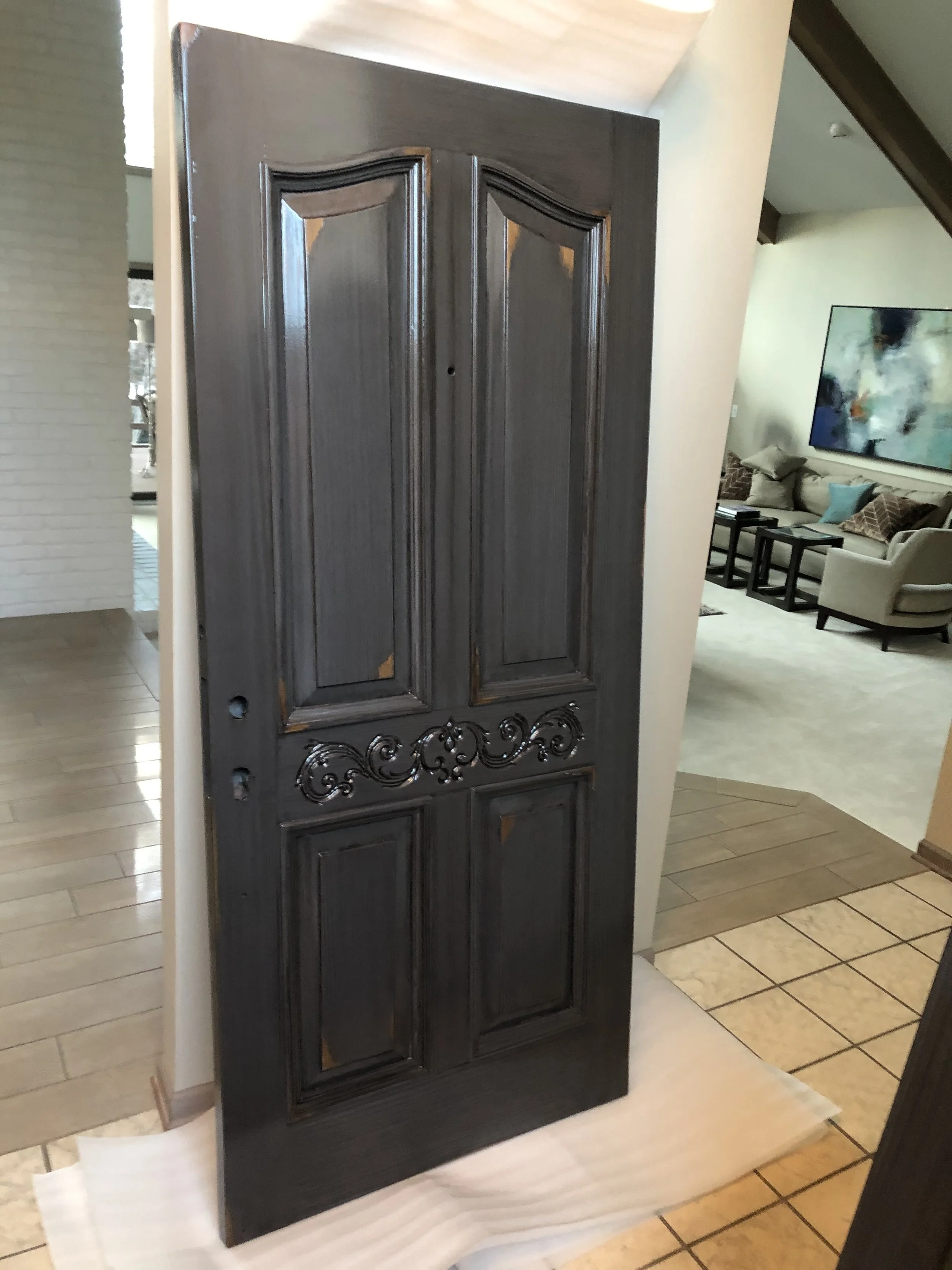 Residential Door Restoration, furniture restoration, by Custom Artisan Finishes in Omaha, Nebraska