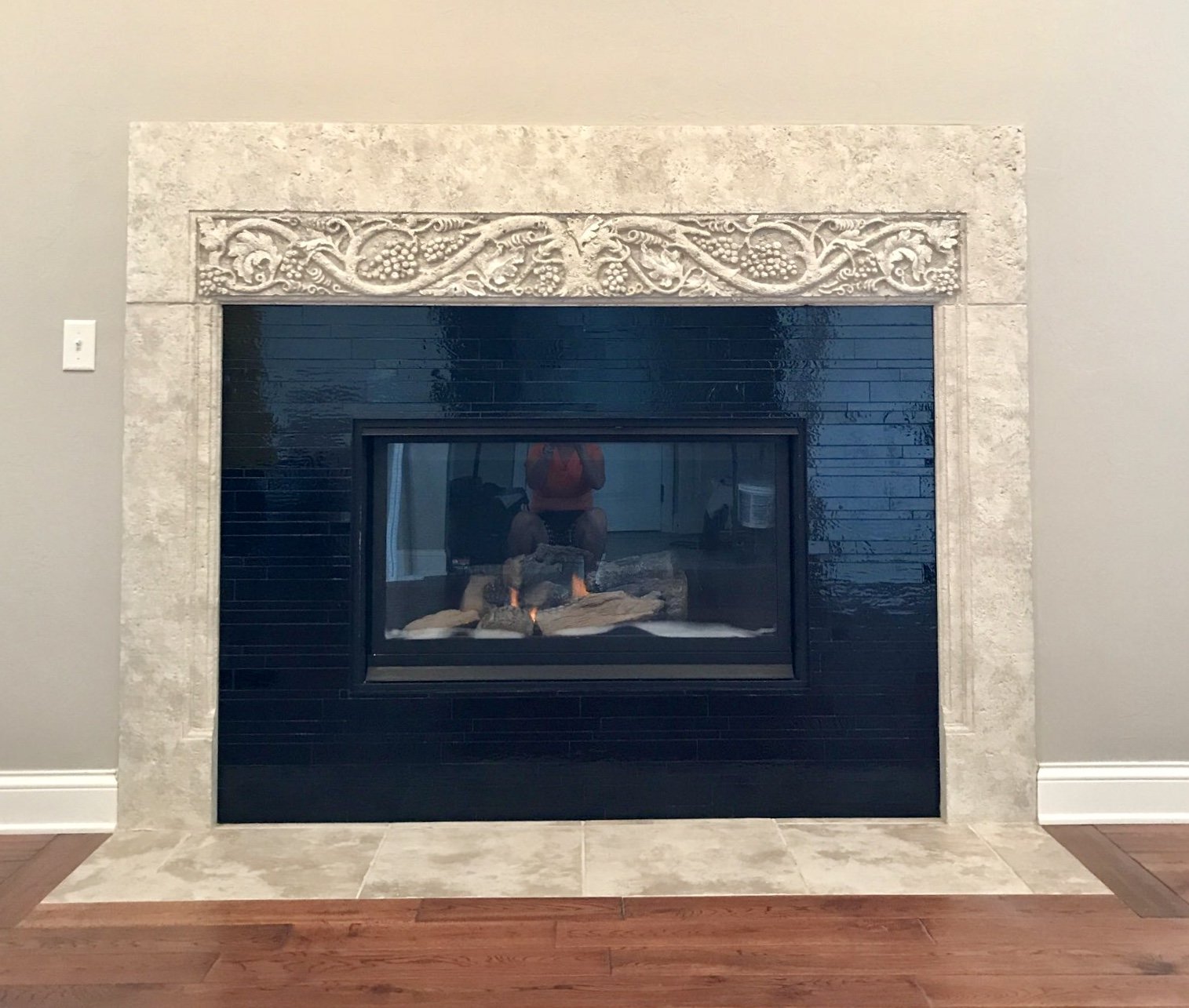 Residential fireplace finish by Custom Artisan Finishes in Omaha, Nebraska 