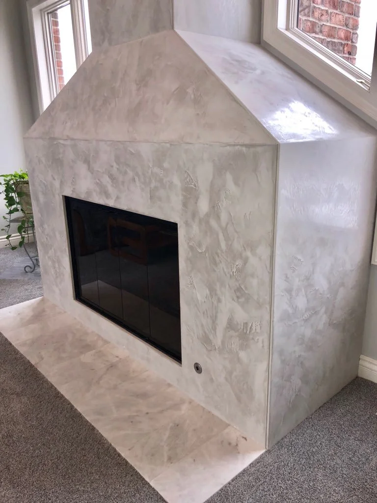Residential fireplace finish by Custom Artisan Finishes in Omaha, Nebraska 