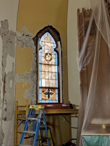Our Savior’s Lutheran Church restoration, Historical Restoration, gilding, gold leafing, moulding, painting, masonry repair by Custom Artisan Finishes in Omaha, Nebraska 