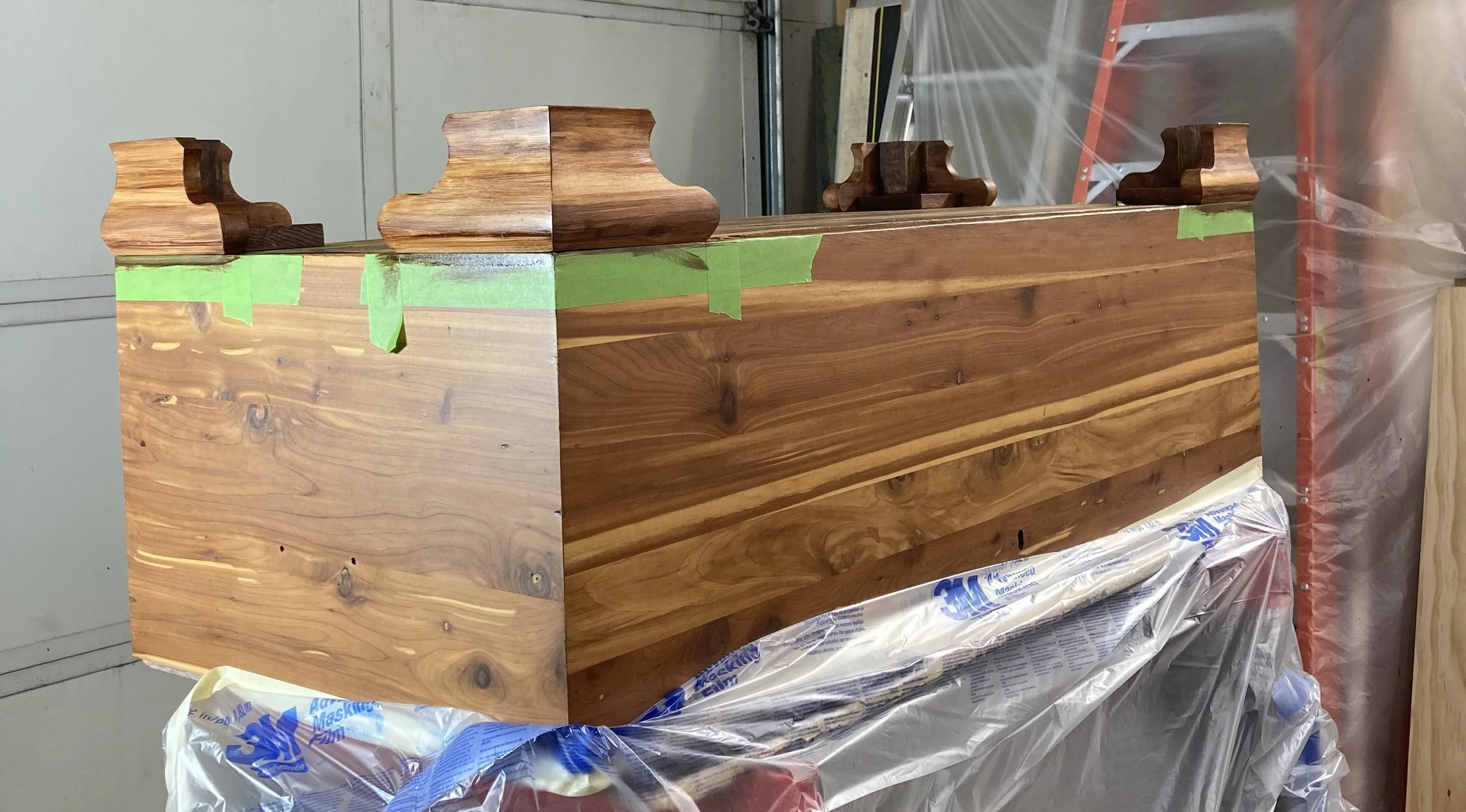 Cedar trunk restoration, furniture restoration by Custom Artisan Finishes in Omaha, Nebraska 