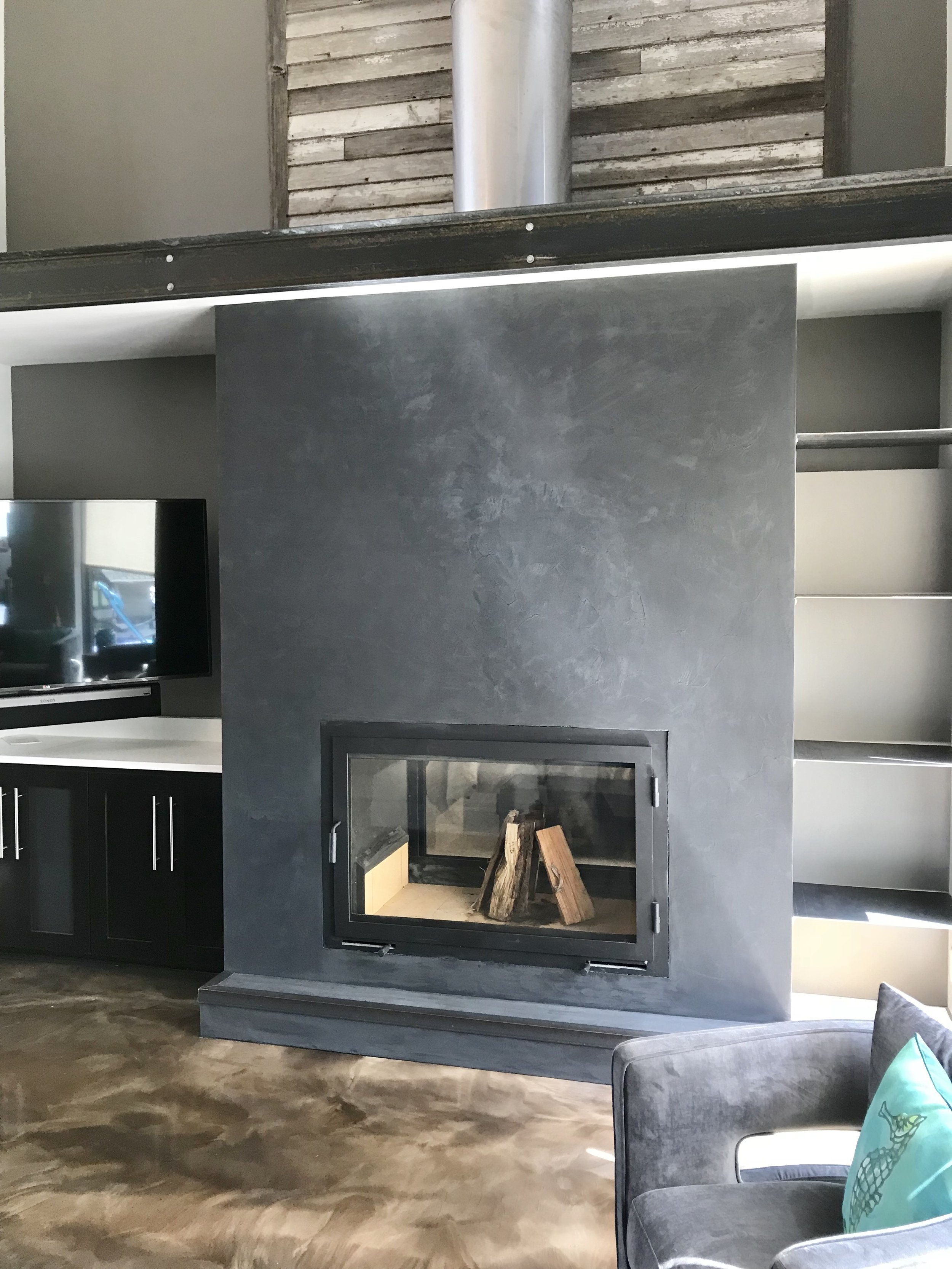 Residential fireplace finish by Custom Artisan Finishes in Omaha, Nebraska 