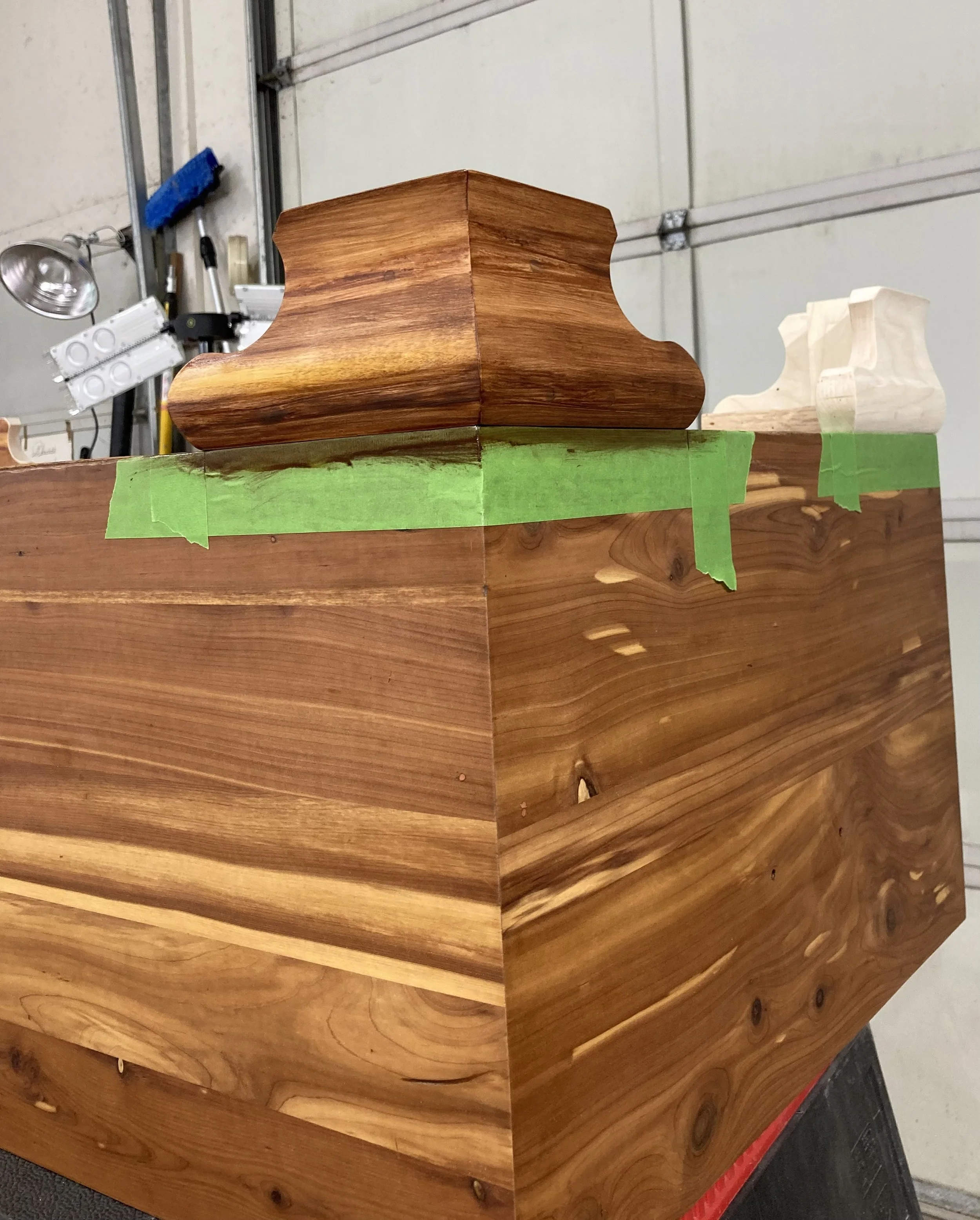 Cedar trunk restoration, furniture restoration by Custom Artisan Finishes in Omaha, Nebraska 