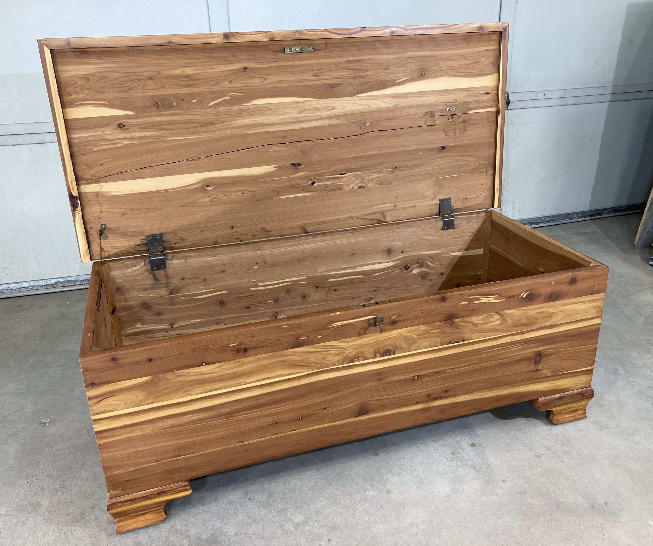 Cedar trunk restoration, furniture restoration by Custom Artisan Finishes in Omaha, Nebraska 