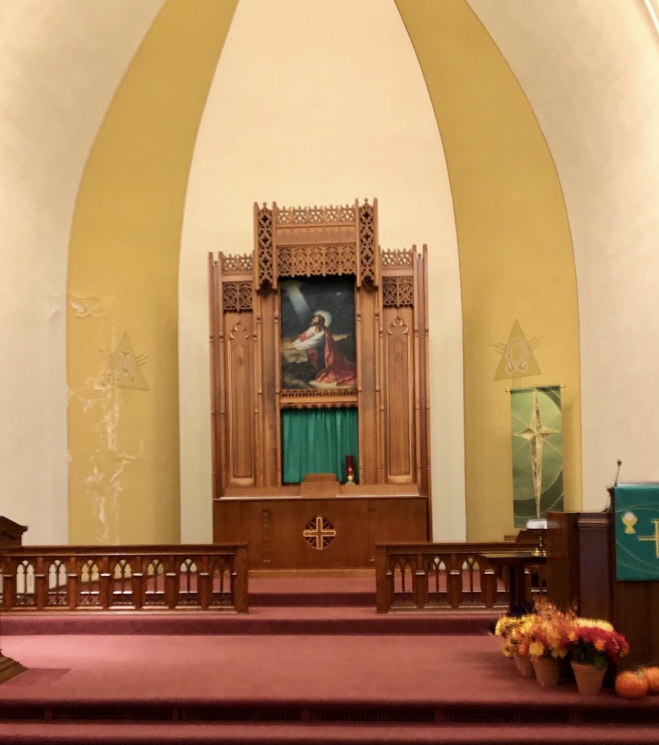 Our Savior’s Lutheran Church restoration, Historical Restoration, gilding, gold leafing, moulding, painting, masonry repair by Custom Artisan Finishes in Omaha, Nebraska 