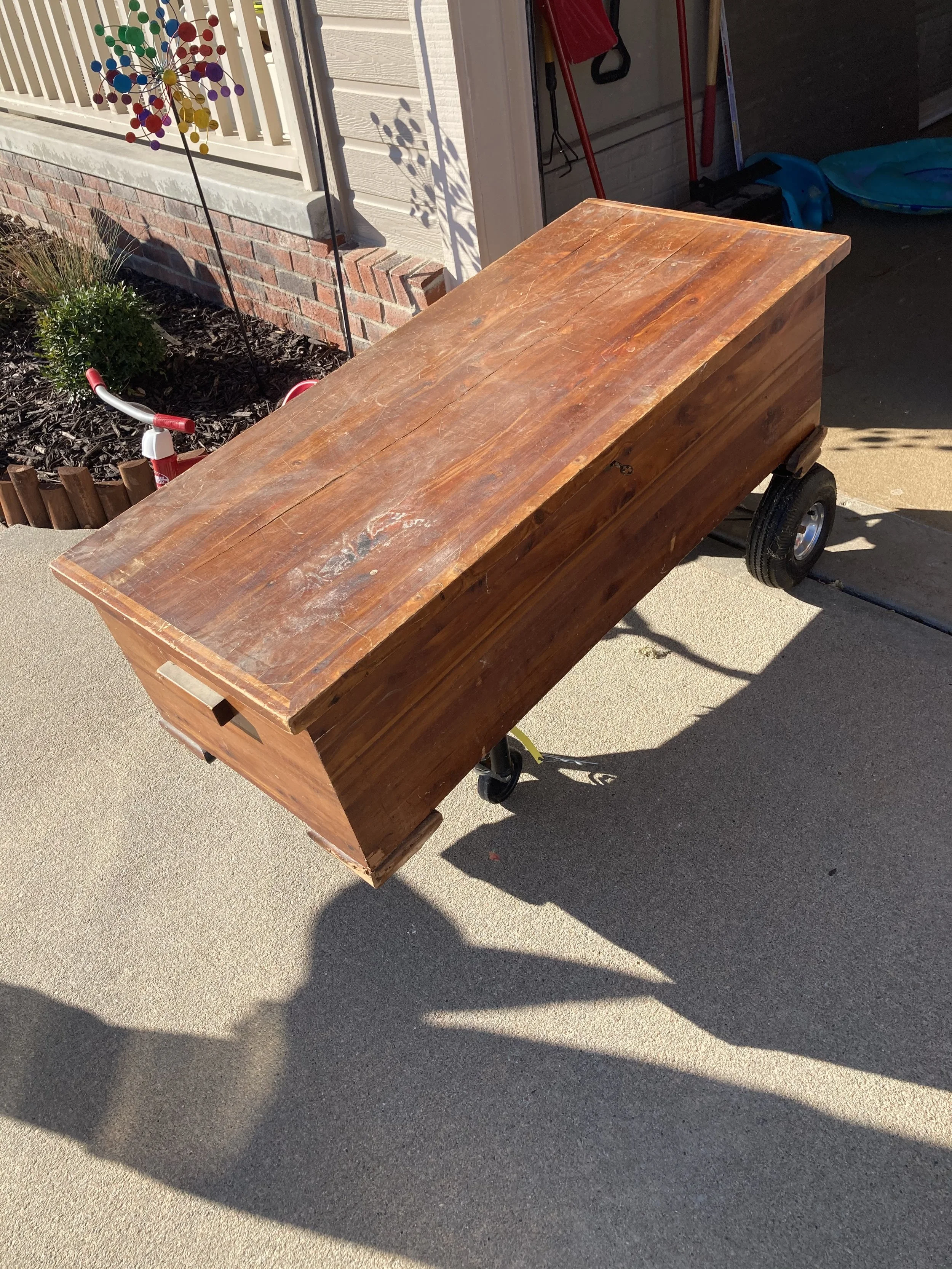 Cedar trunk restoration, furniture restoration by Custom Artisan Finishes in Omaha, Nebraska 