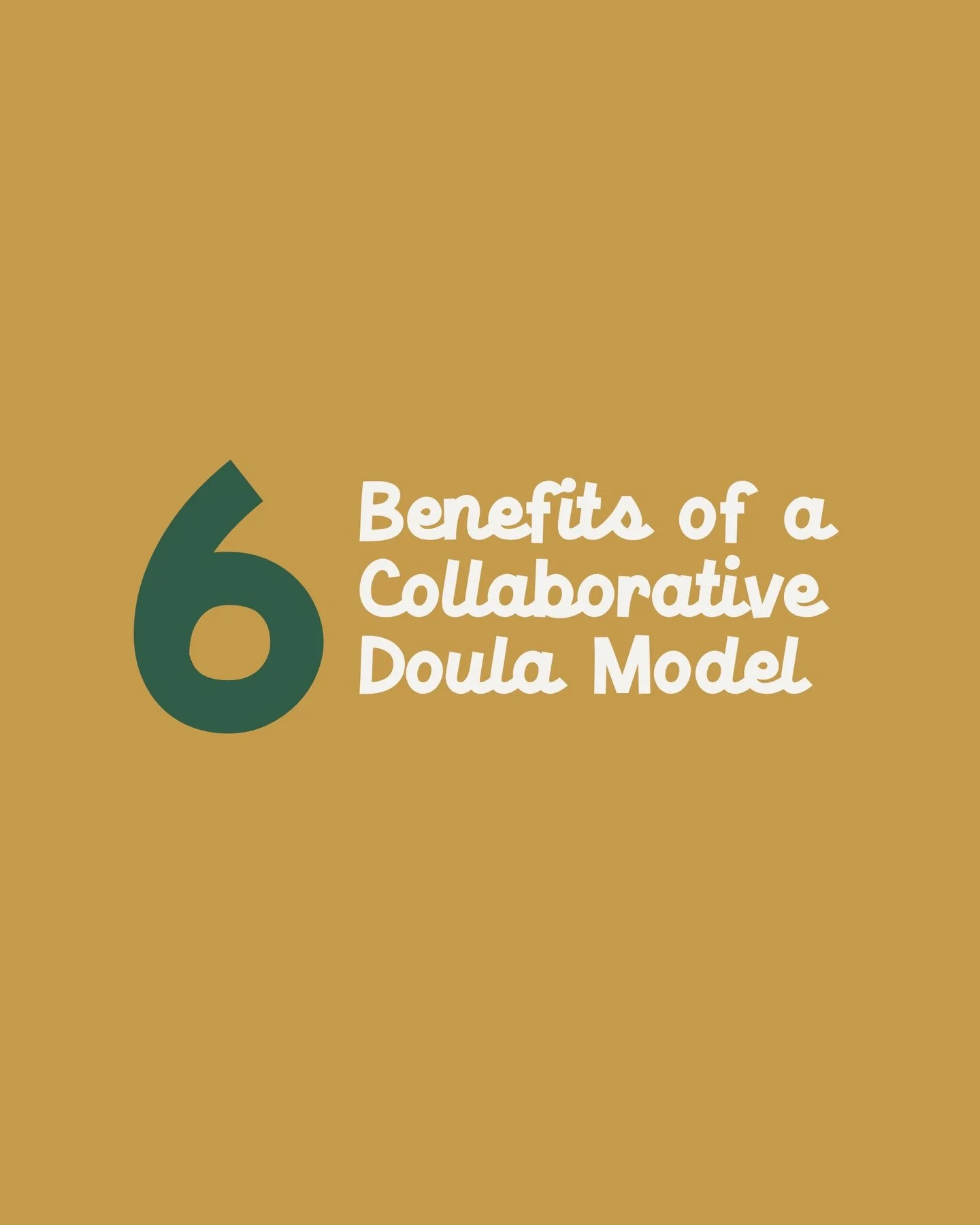 Things you get with our doula collective that you just don&rsquo;t get with a private individual doula.

&mdash; Built in backups
&mdash; TONS of knowledge
&mdash; Full network of care
&mdash; Built-in community
&mdash; More availability/ Less burnou