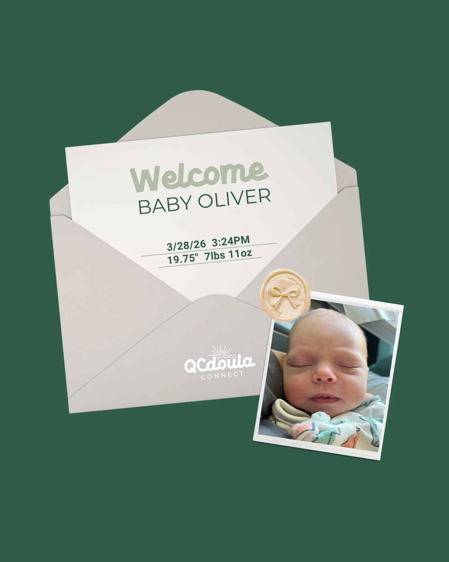 Time to join us in welcoming baby Oliver to the world 😍

&ldquo;Everything I have experienced with QC Doula Connect has been incredible. I felt very supported throughout my entire experience, but the strongest support I felt has been postpartum. My 
