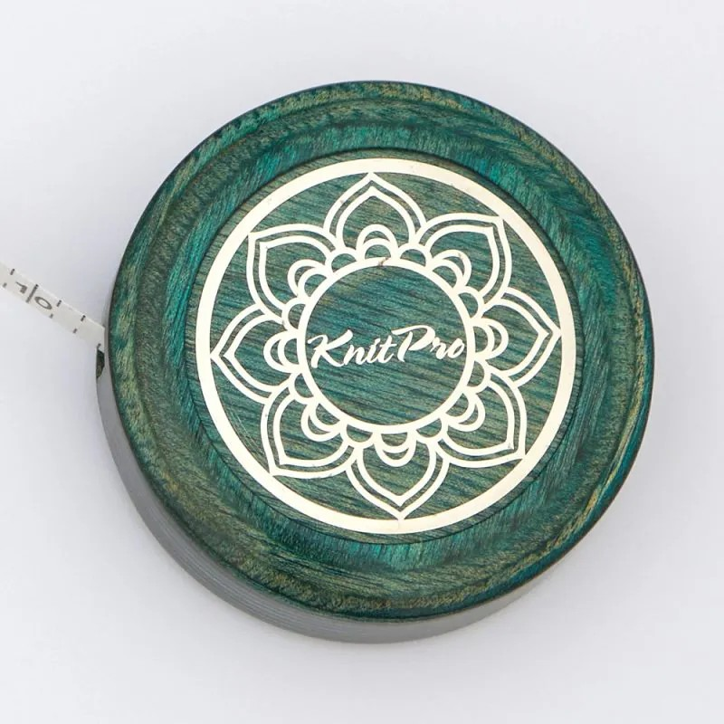 KnitPro Mindful Teal Wood Retractable Tape Measure