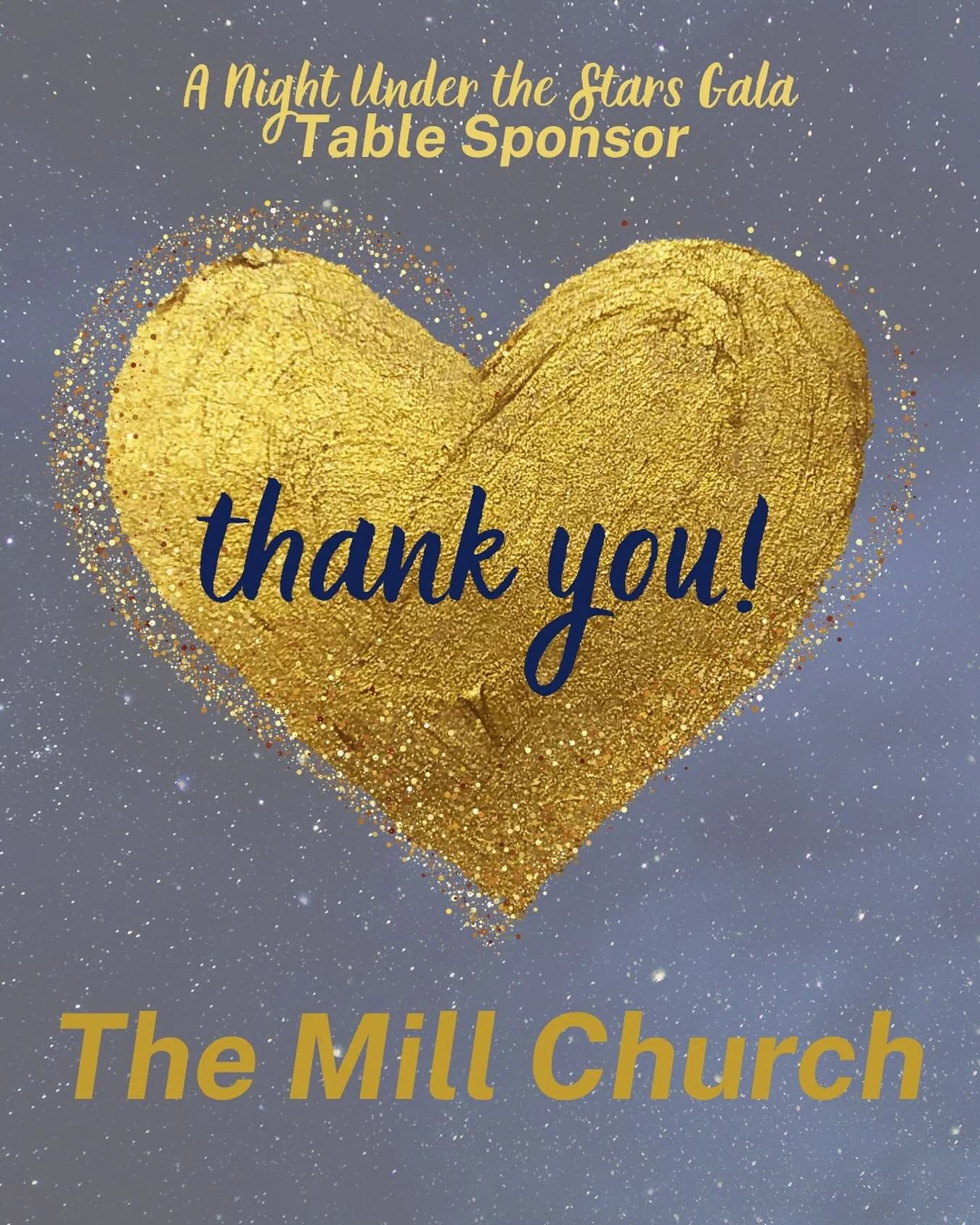 We would like to say a special thank you to the The Mill Church for supporting The Hiding Place by becoming a table sponsor for our upcoming A Night Under the Stars: The Hiding Place Gala ! 
We are so grateful for the support of The Mill Church cons