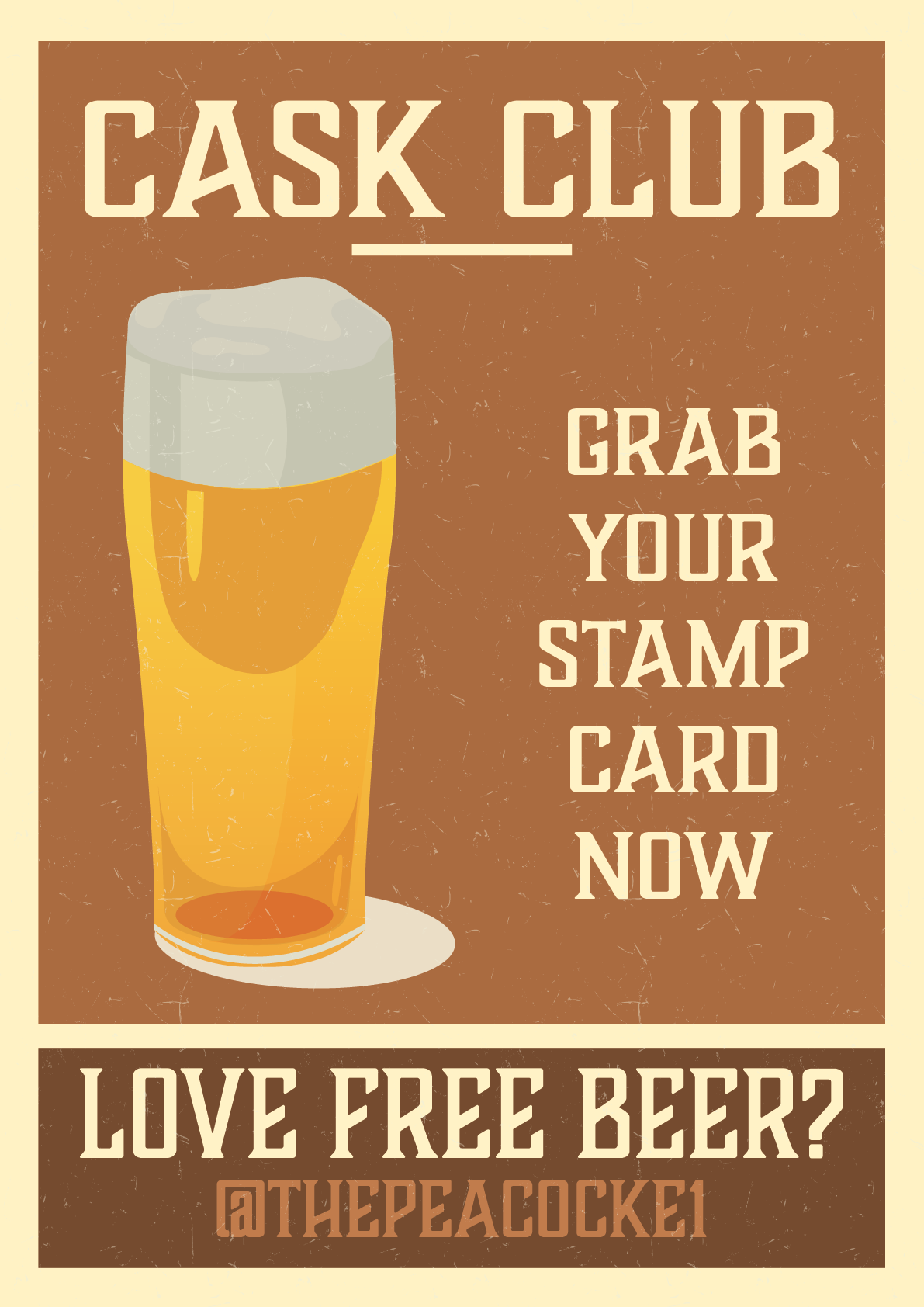 Cask Club Promotion displaying a pint of beer