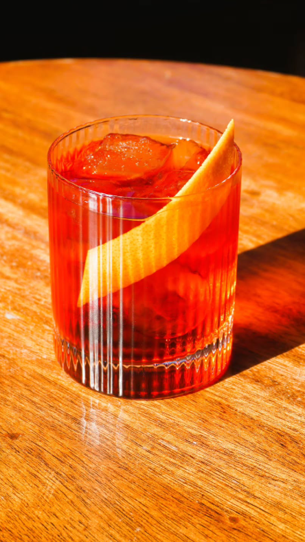 barrel aged Negroni with orange