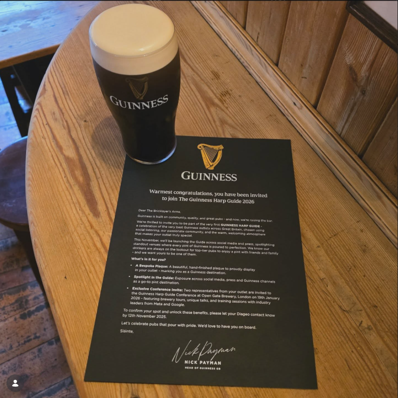 Guinness harp guide award 2026
