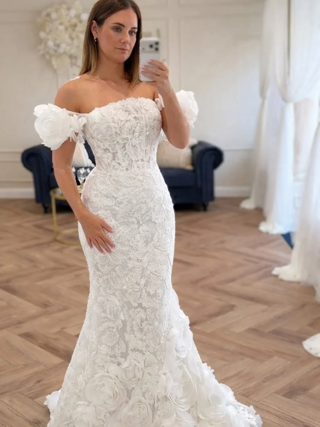 Meet ALLEN by @pronovias 🤍

A romantic, figure-hugging gown crafted in intricate lace, featuring a sculpted silhouette, soft off-the-shoulder sleeves, and a statement floral train for a truly unforgettable finish ✨

Available to try on until April 5