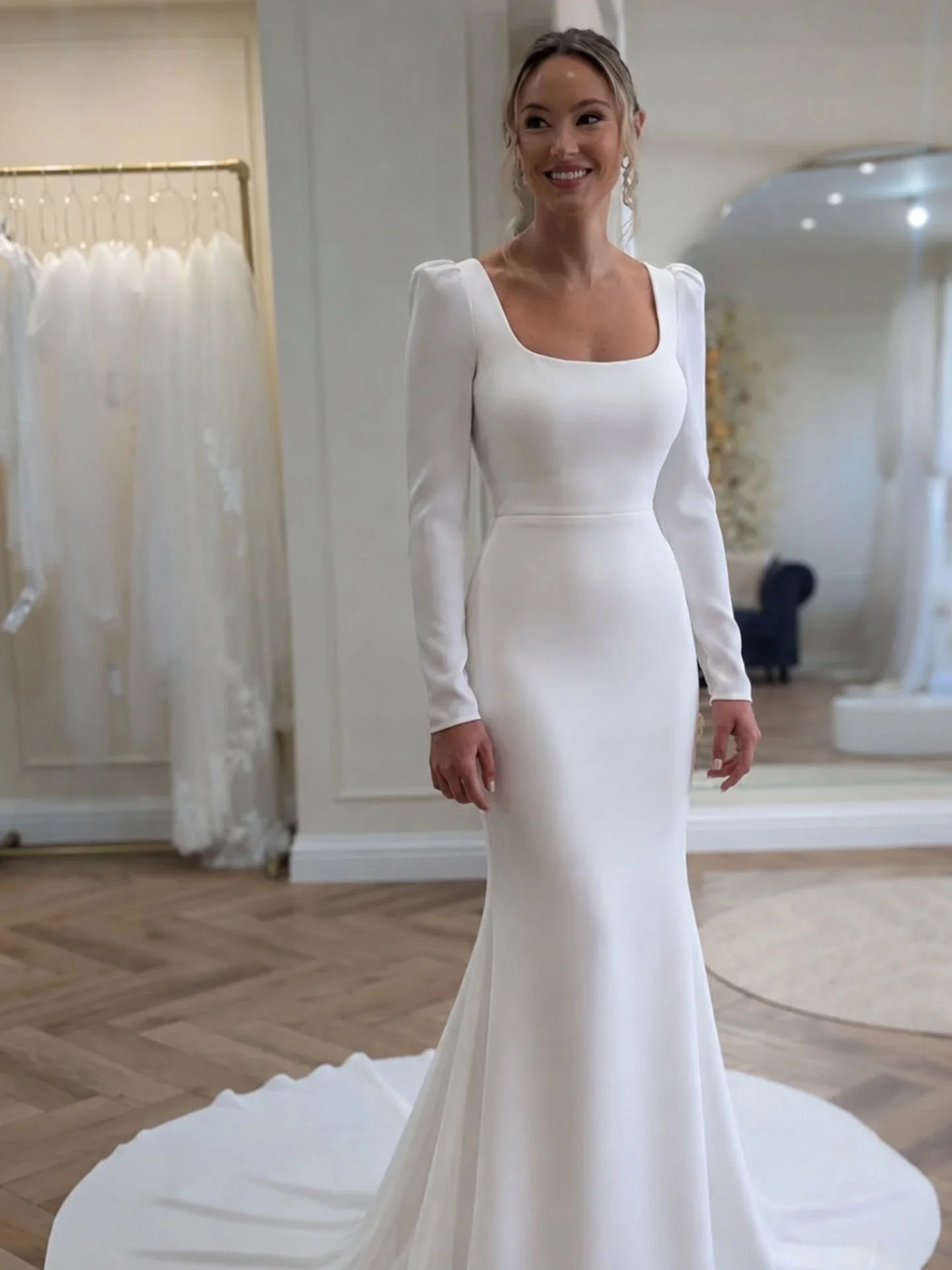 POV: You just found the dress 🤍✨

Elegant from the front&hellip; unforgettable from the back.
This stunning silhouette is made for the modern Cardiff bride who wants timeless style with a little wow factor ✨

At our luxury Cardiff bridal boutique, w