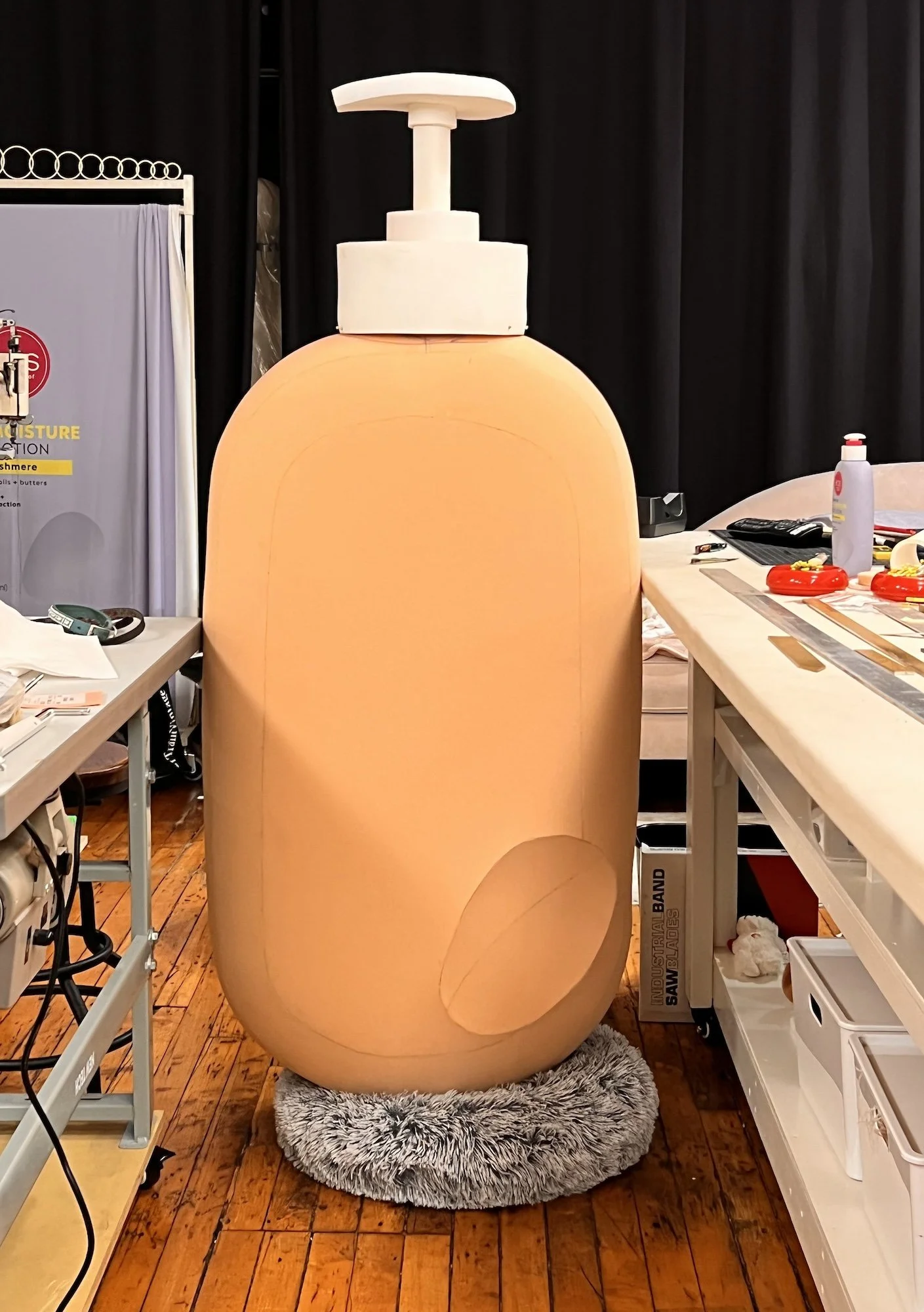 EOS lotion bottle in process