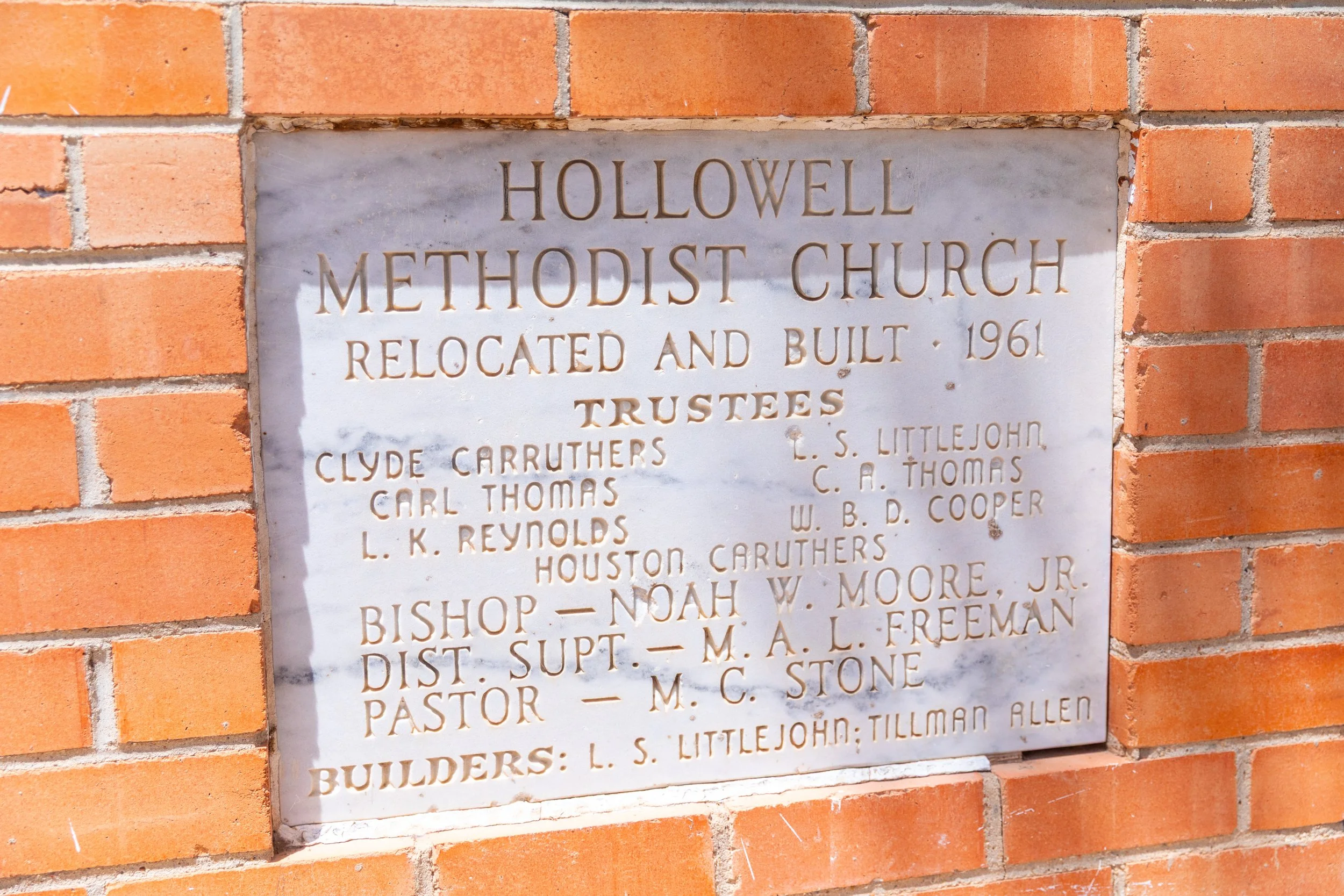 historic building marker at Visionary Hollowell Community United Methodist Church in Midland, Texas