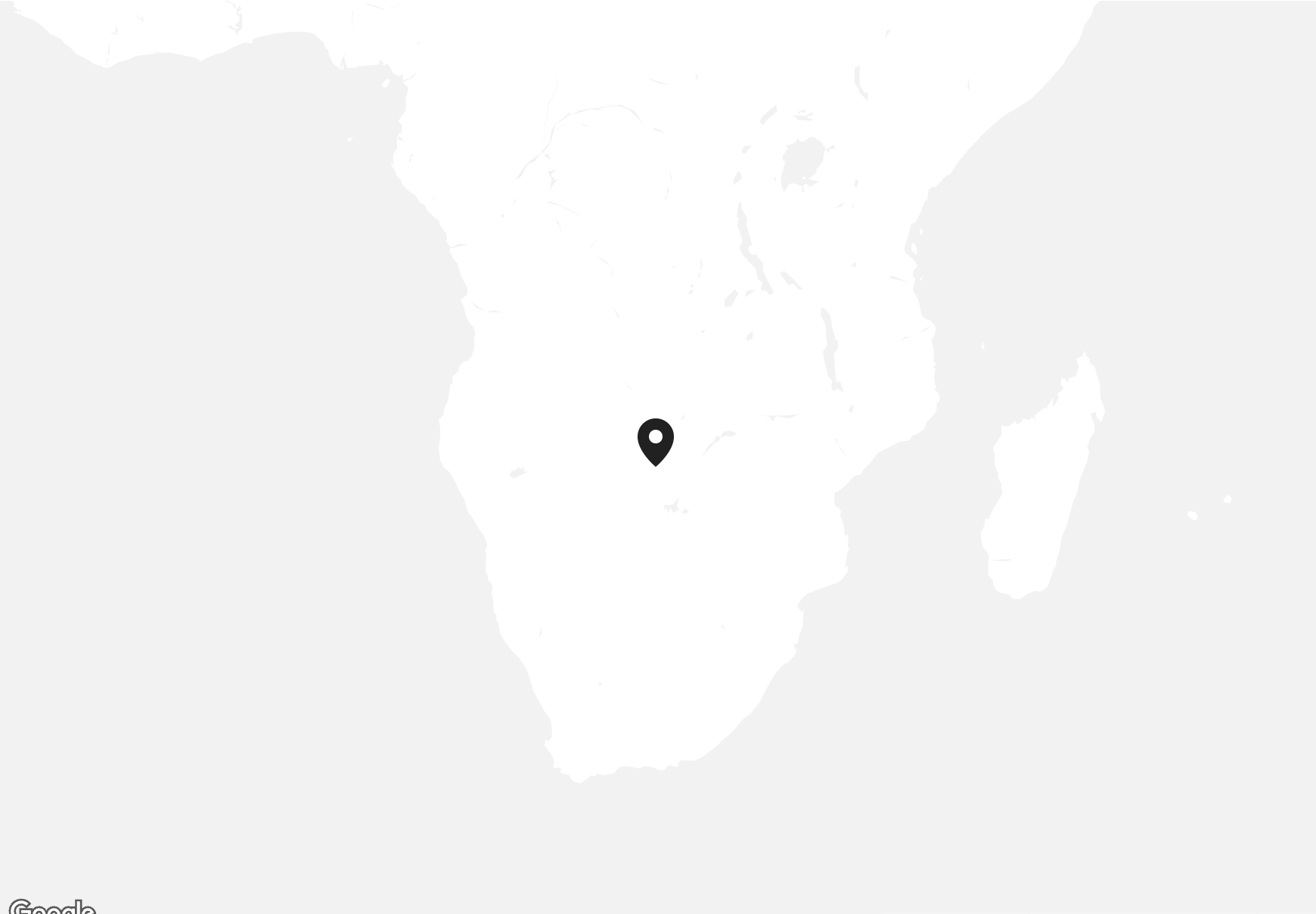 african map with a pin in Botswana