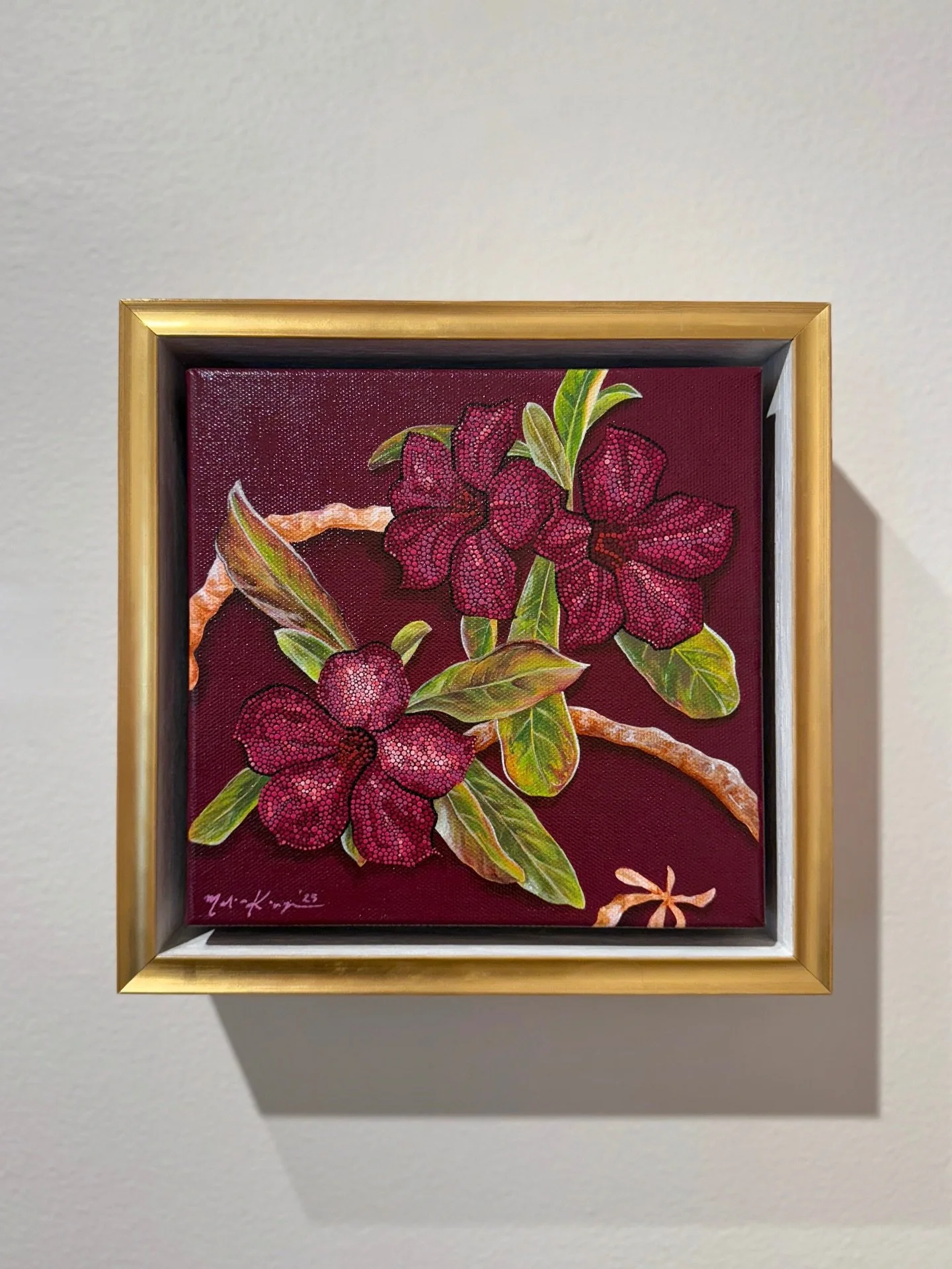 Tree Tings (2025)
Acrylic paint on canvas 
10&rdquo; x 10&rdquo; (Framed)

🔴SOLD

A little piece from &ldquo;Centered&rdquo;, inspired by three desert rose blooms from my backyard.

#bahamianart #desertrose #dotartist #daguilarartfoundation