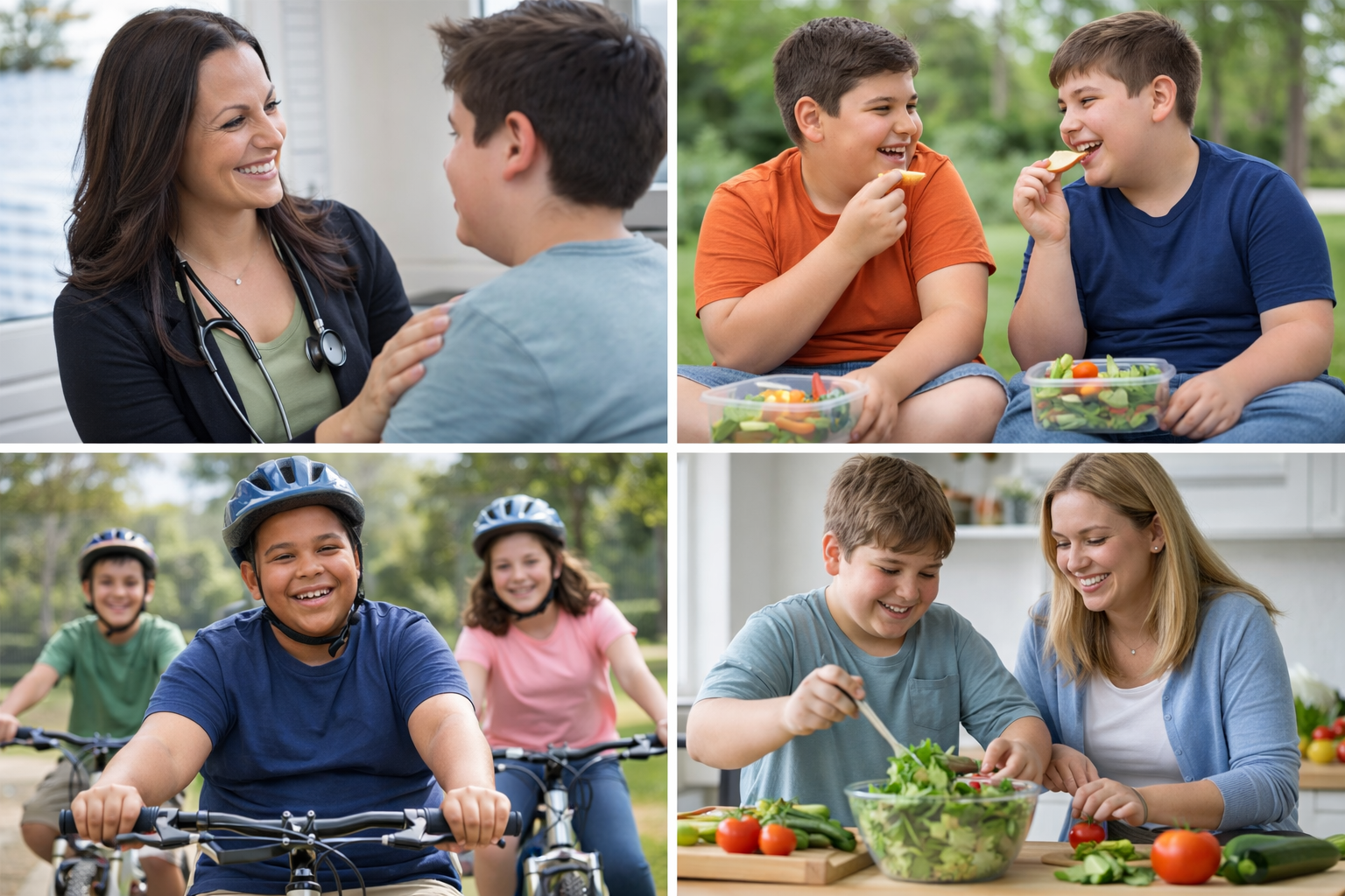 Collage of kids with healthy behaviors