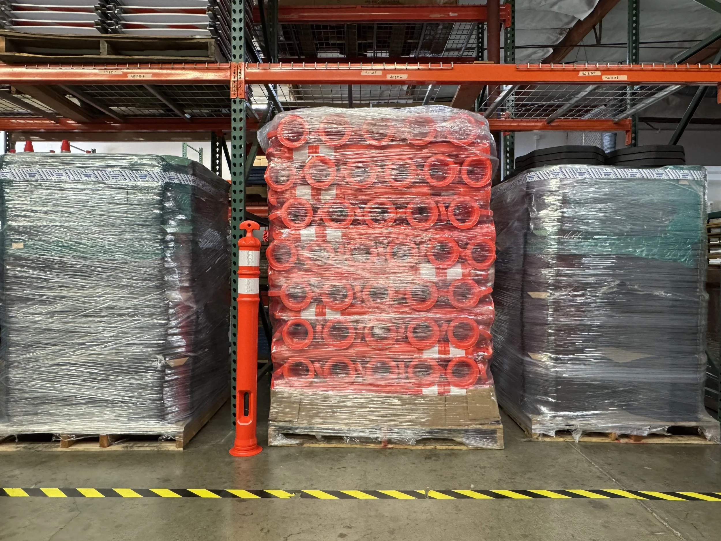 Delineators and bases at the 1st Vanguard warehouse.jpeg