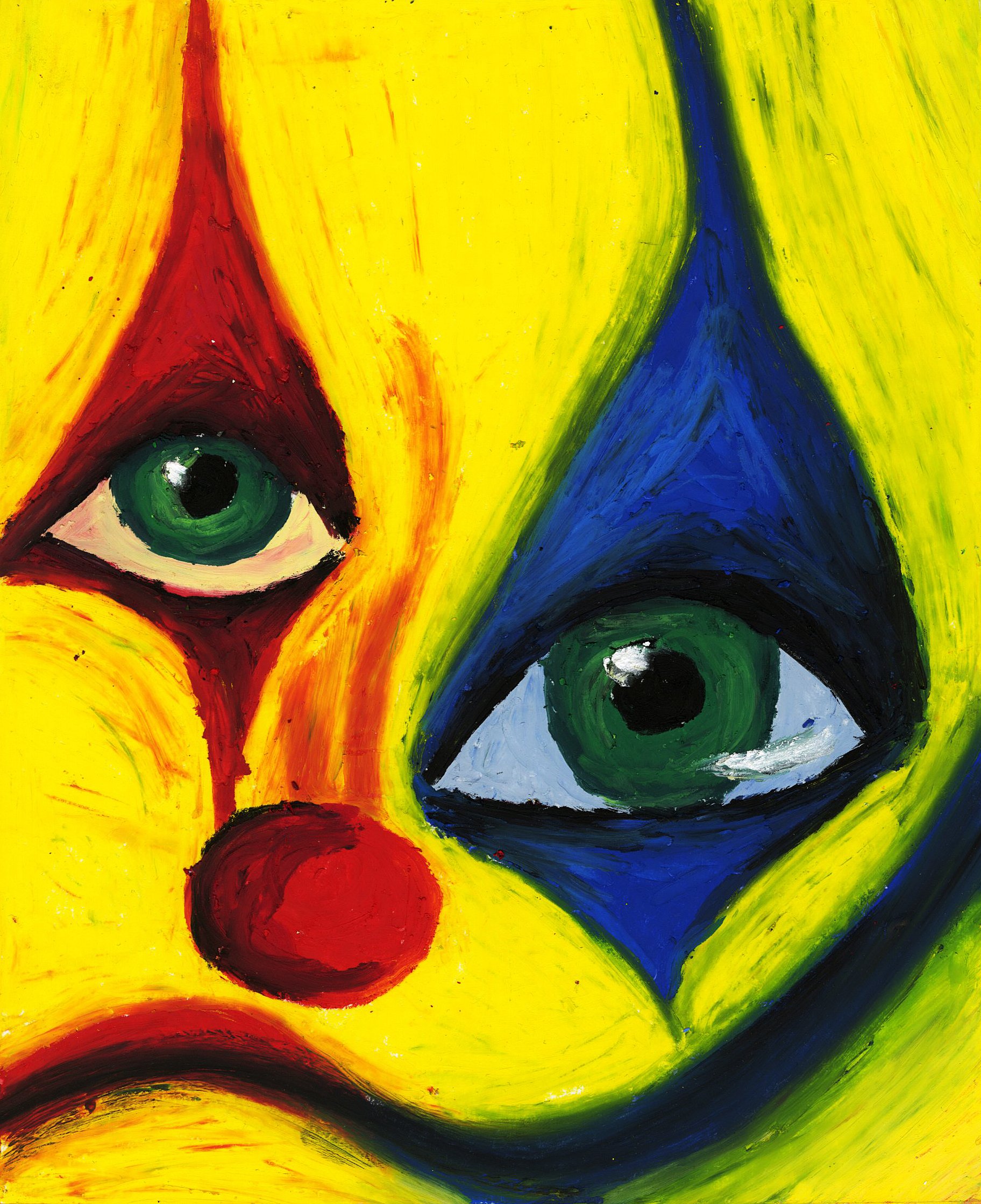 Confused Clown. April 2025, Oil Pastel.