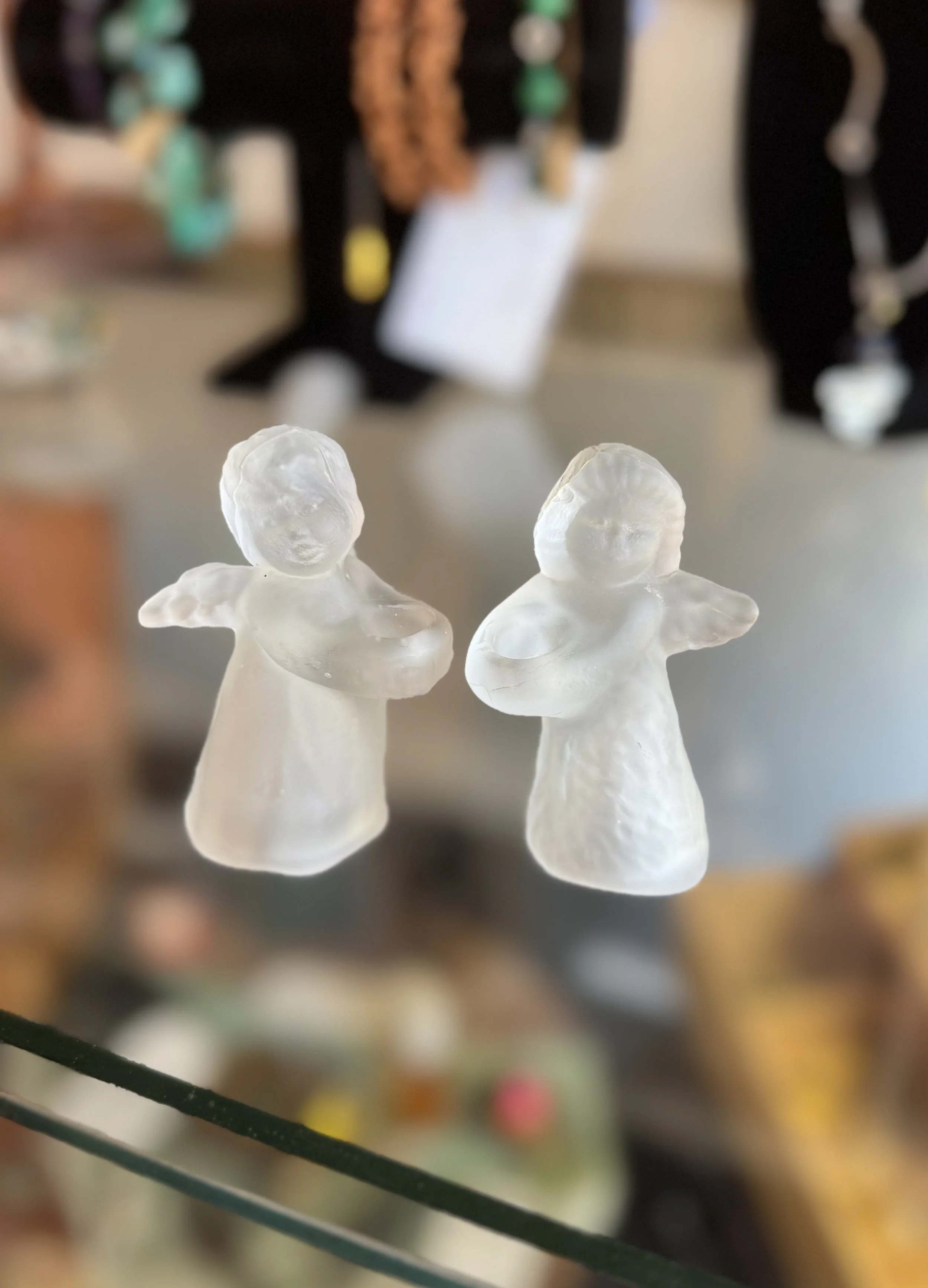 Frosted Glass Angel Candleholders