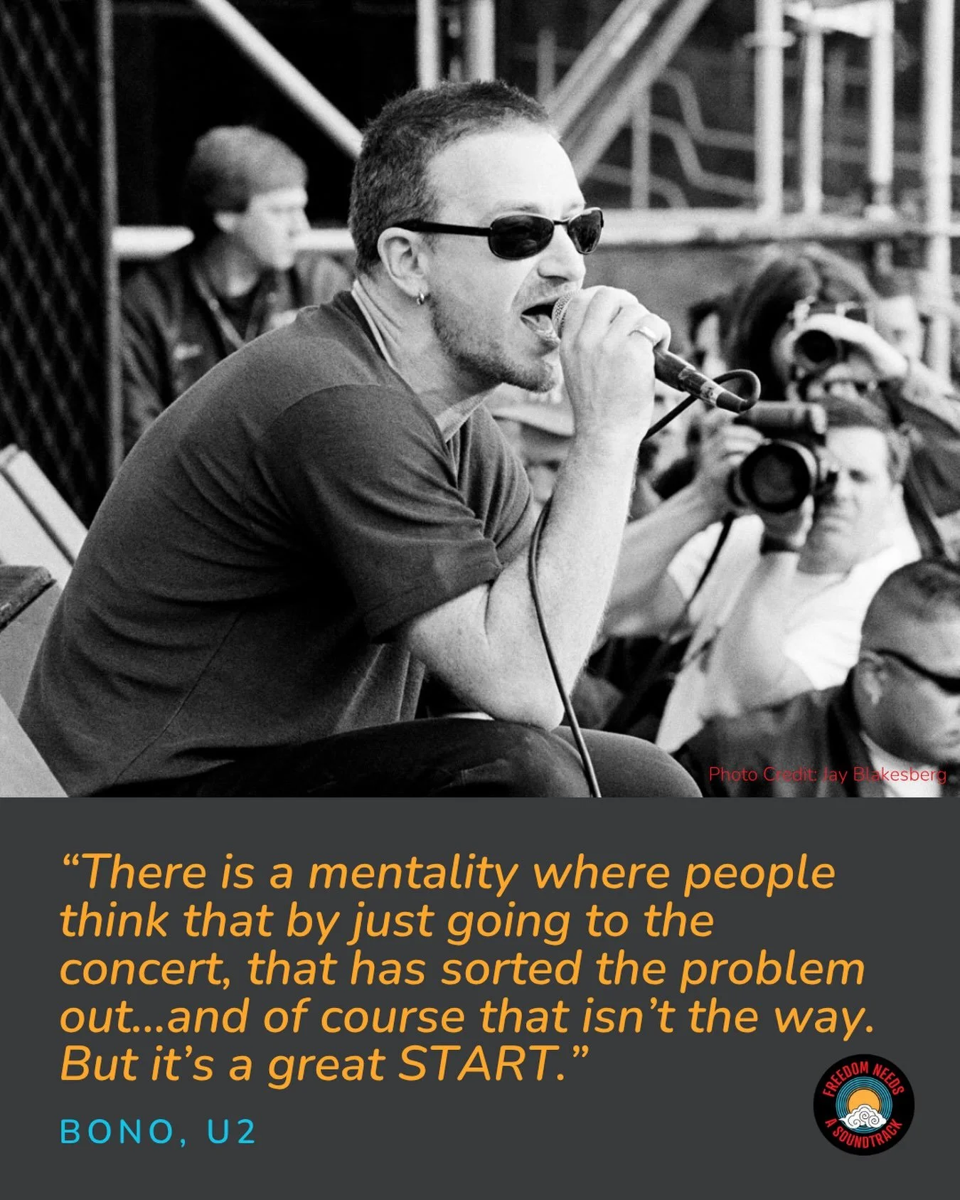 &ldquo;There is a mentality where people think that by just going to the concert, that has sorted the problem out. All the prisoners are out of jail now and all the hungry are fed. And of course that isn&rsquo;t the way. But it&rsquo;s a great START.