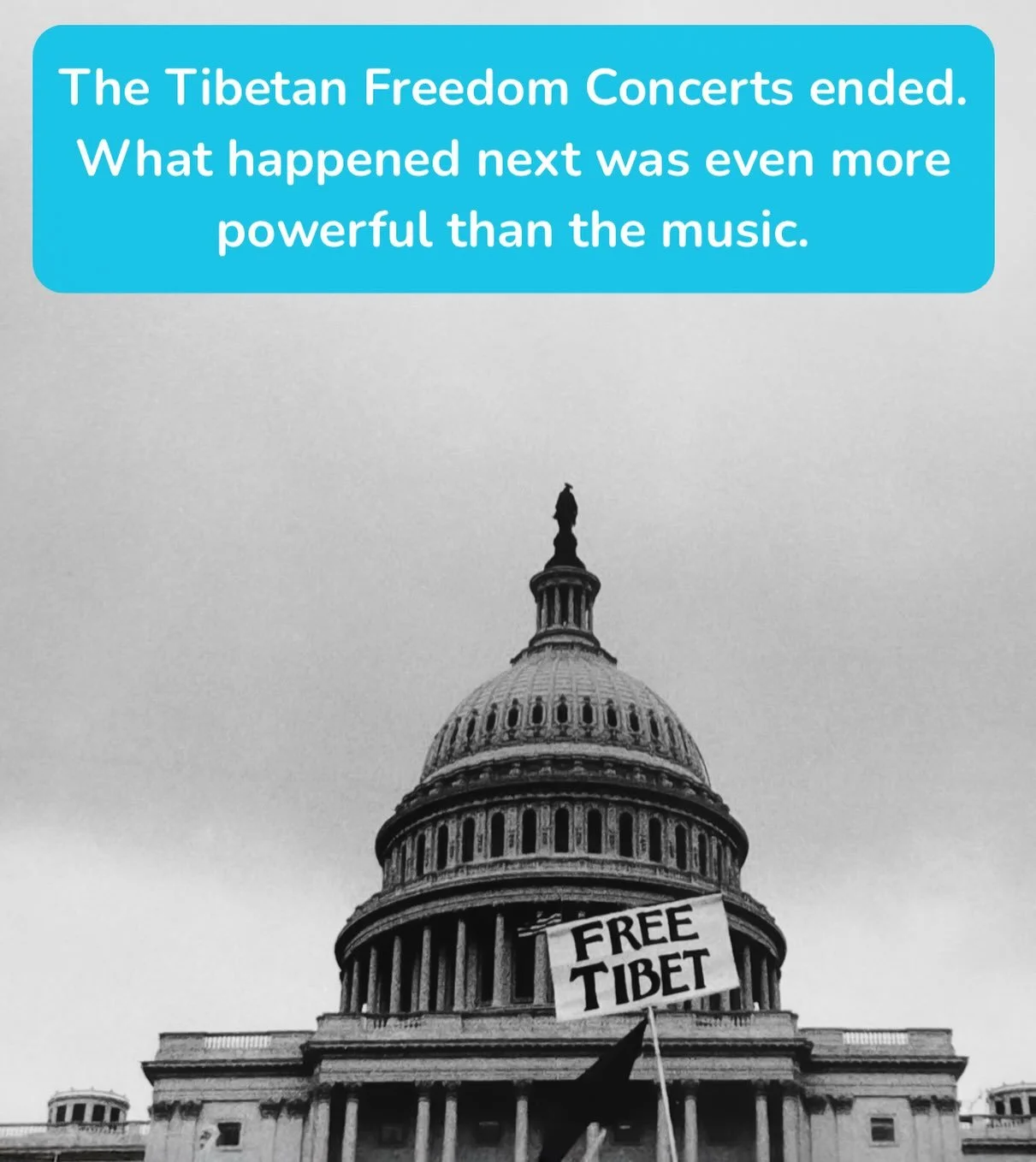 The concerts ended. The work didn&rsquo;t.

People who came for the music got involved. Students for a Free Tibet grew. Concertgoers became organizers. Artists stayed engaged. New campaigns followed.

Freedom Needs a Soundtrack looks at what happened