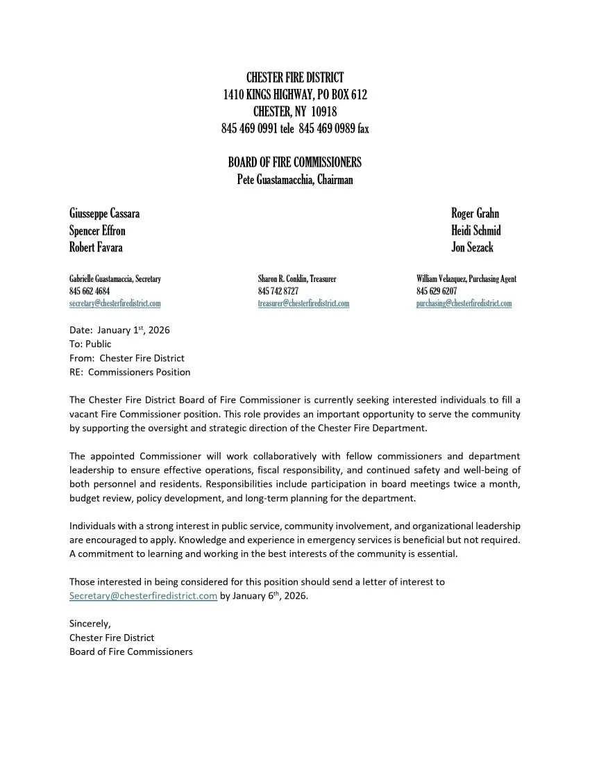 COMMISSIONER OPENING.