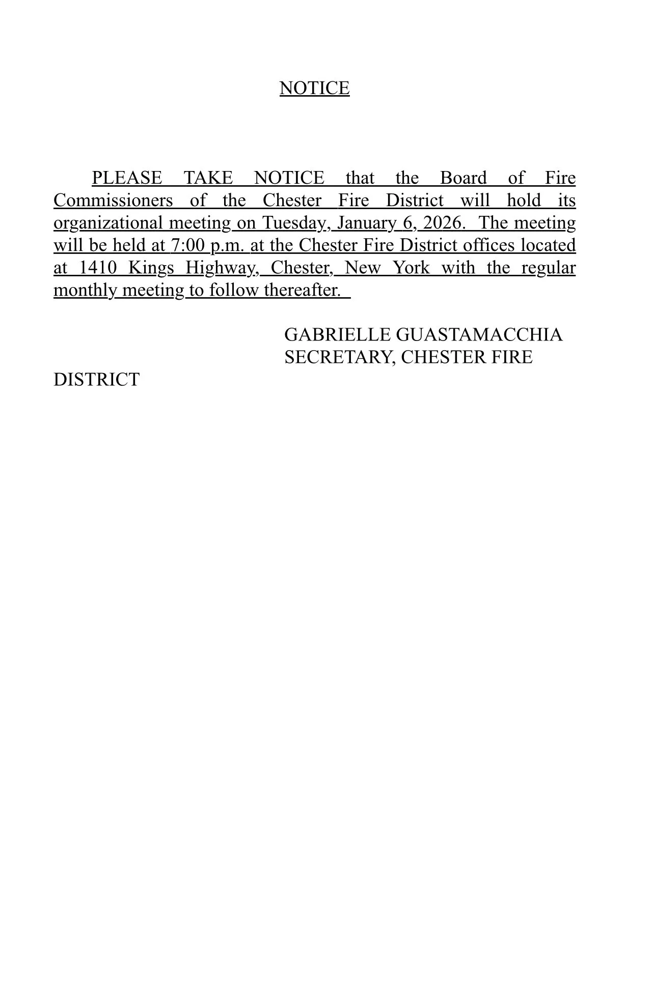 ORGANIZATIONAL MEETING.