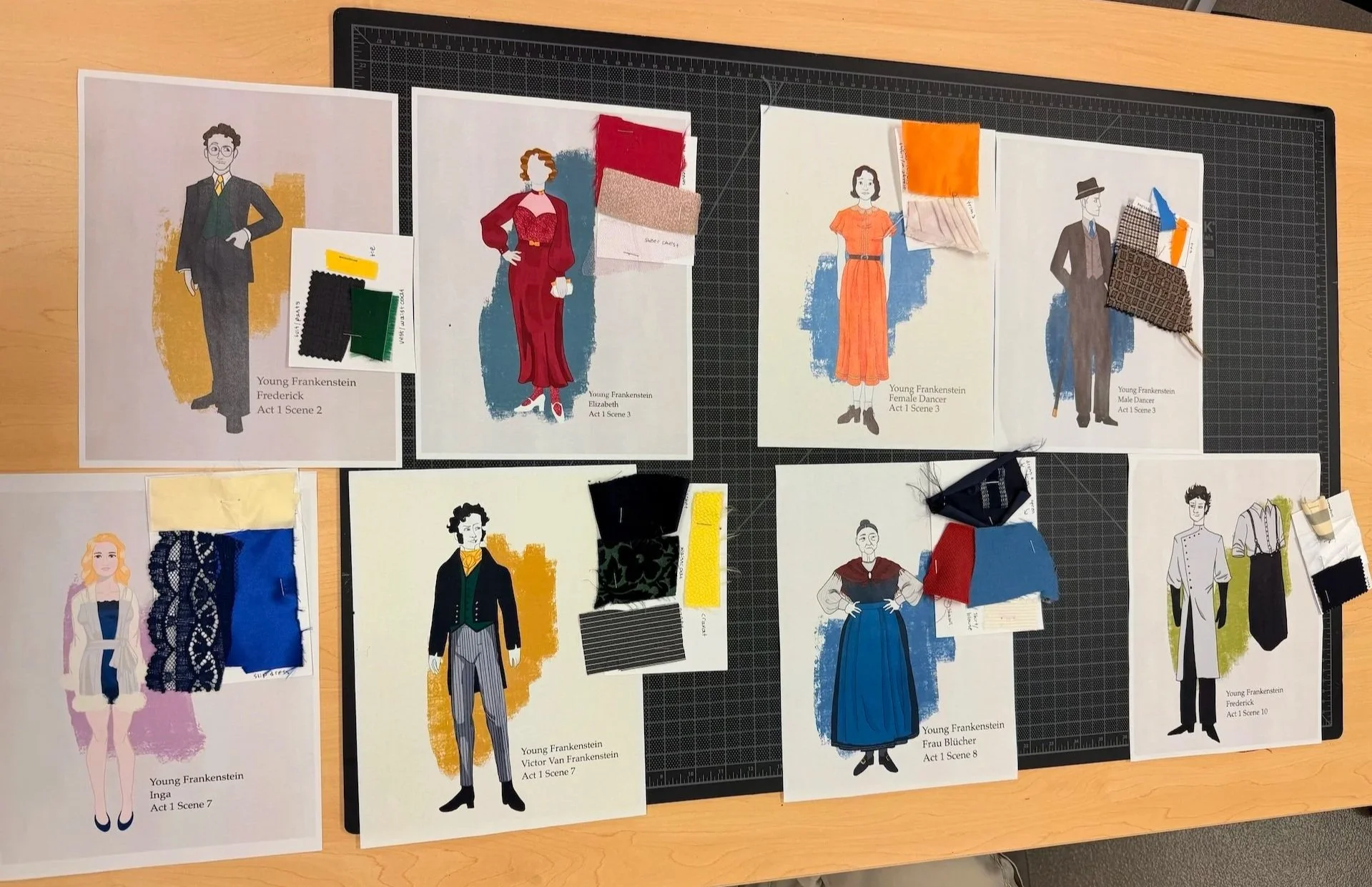 Costume renderings by Sarah Morgan