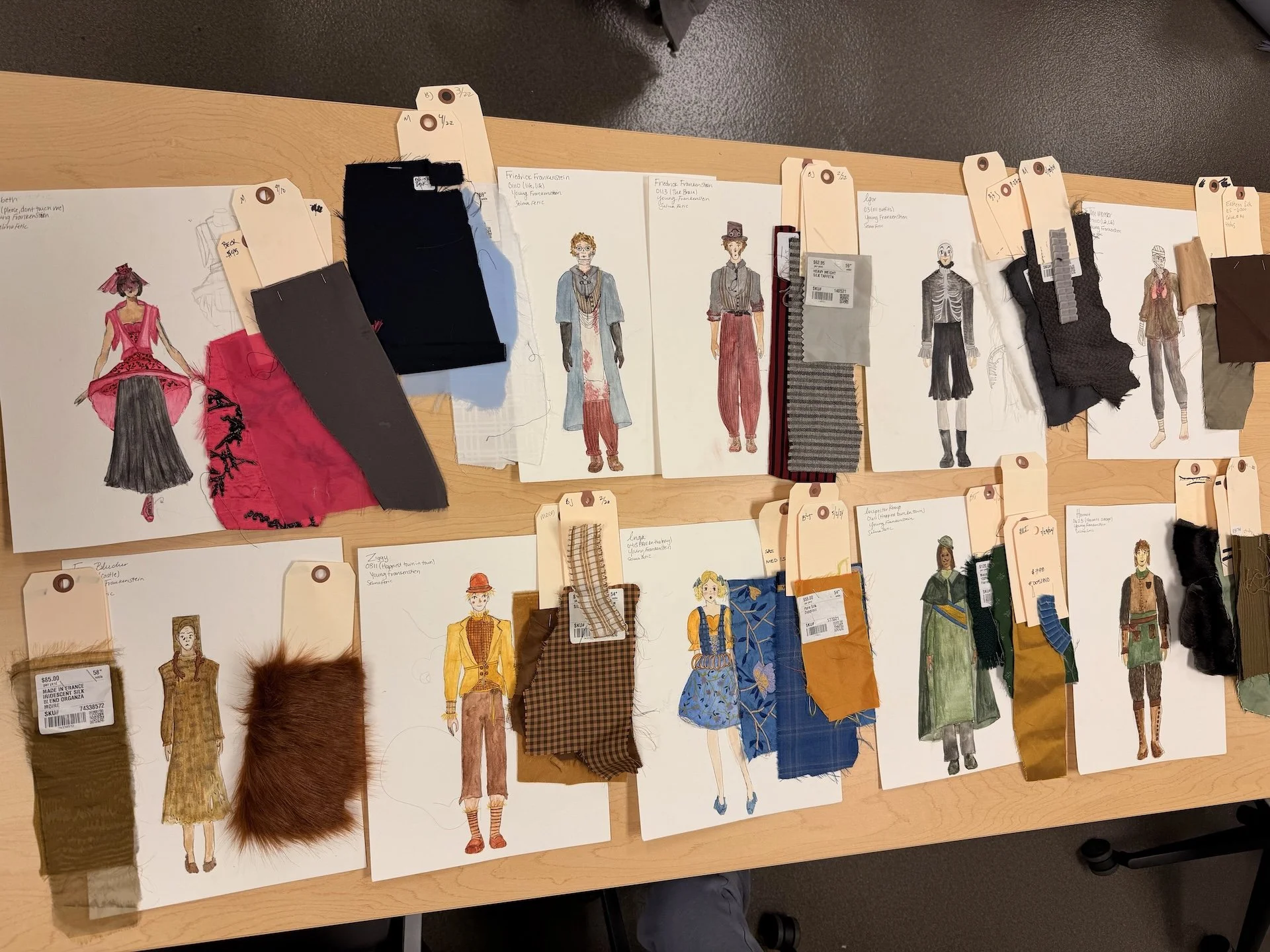 Costume renderings by Selma Fetic