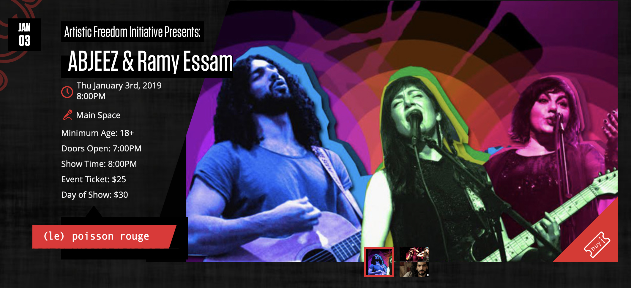 Artistic Freedom Initiative Presents Revolutionary, Acclaimed Artists Ramy Essam and ABJEEZ Live in Concert