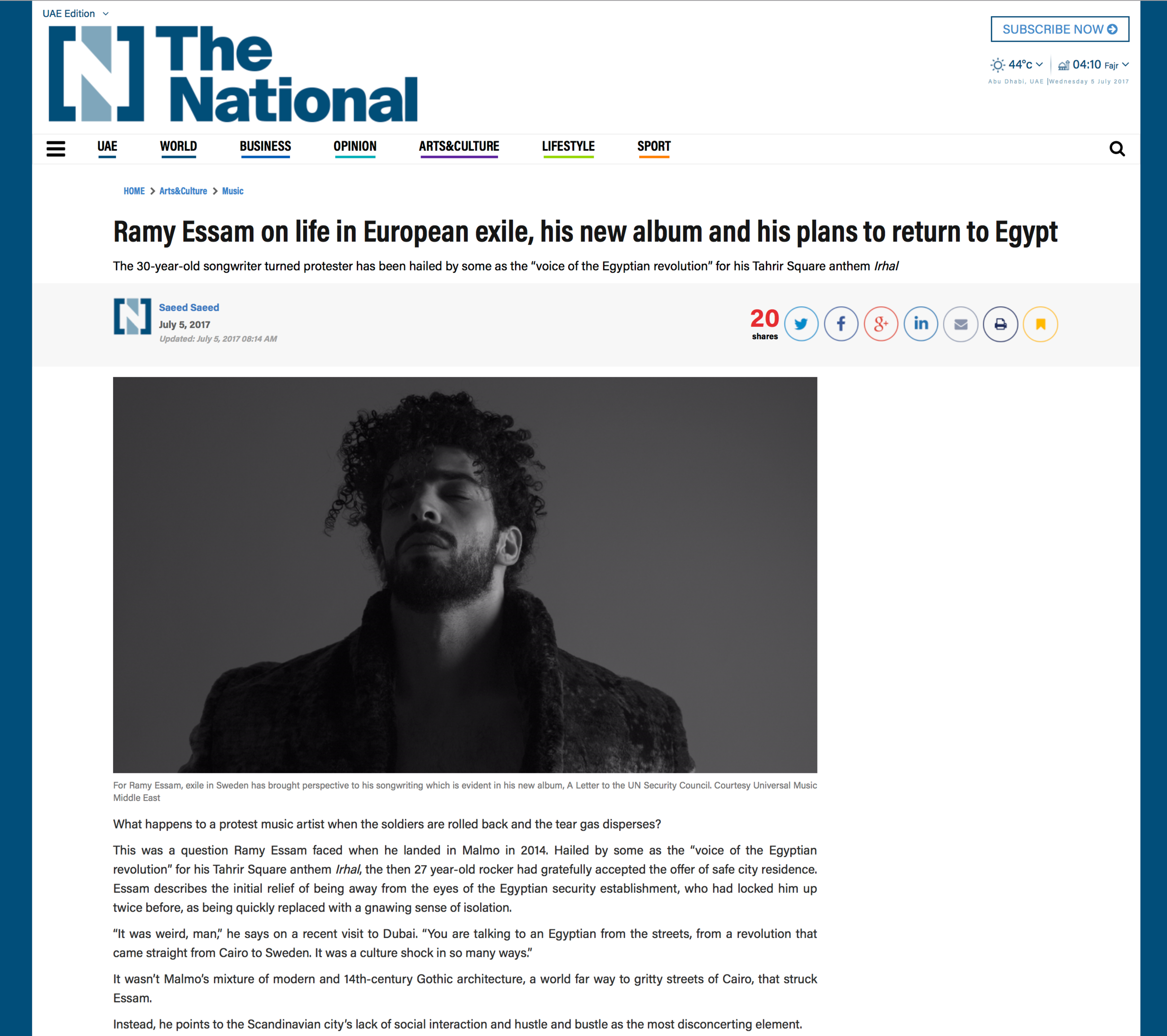 Ramy Essam on life in European exile, his new album and his plans to return to Egypt