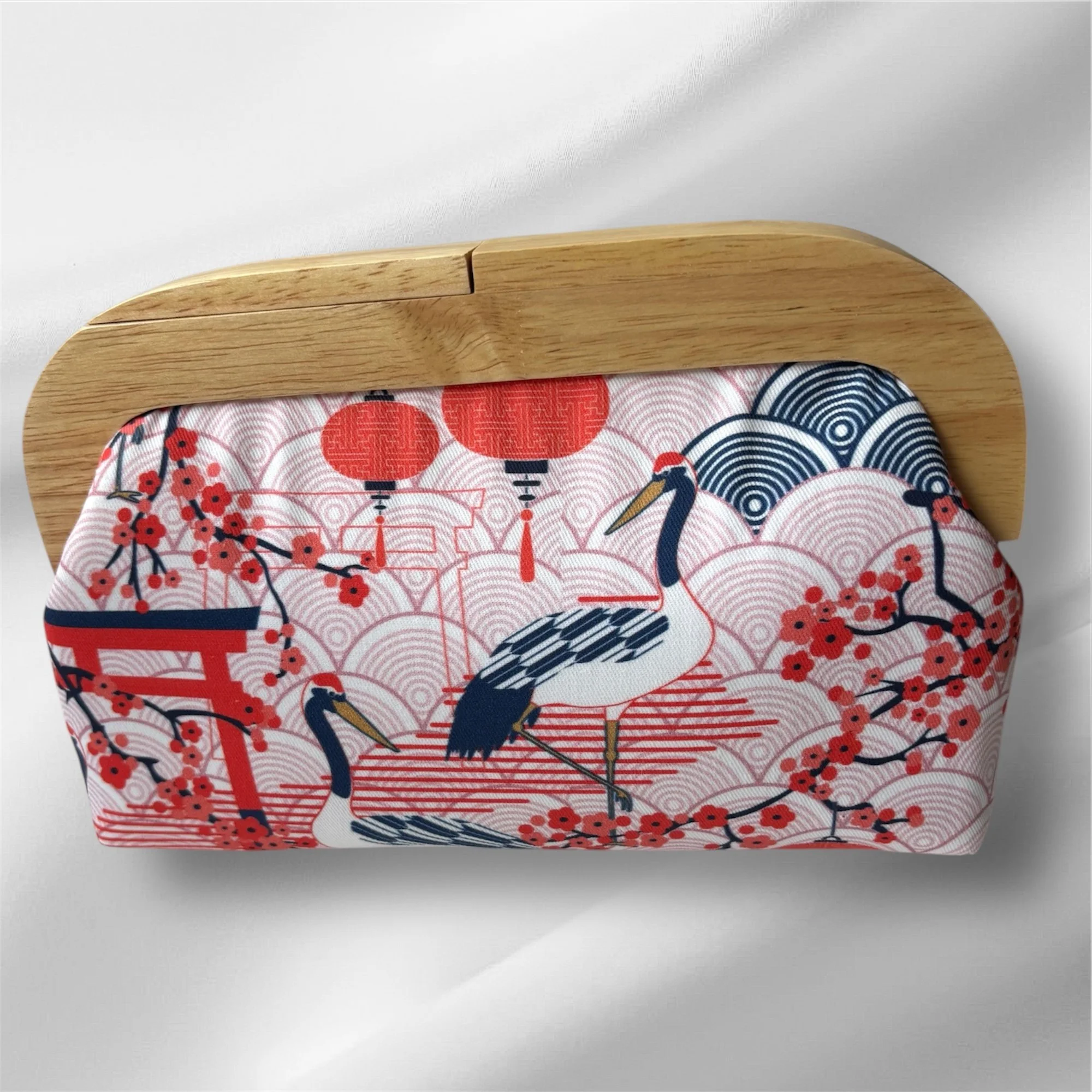 Japanese Crane - Long Timber Handle Bag