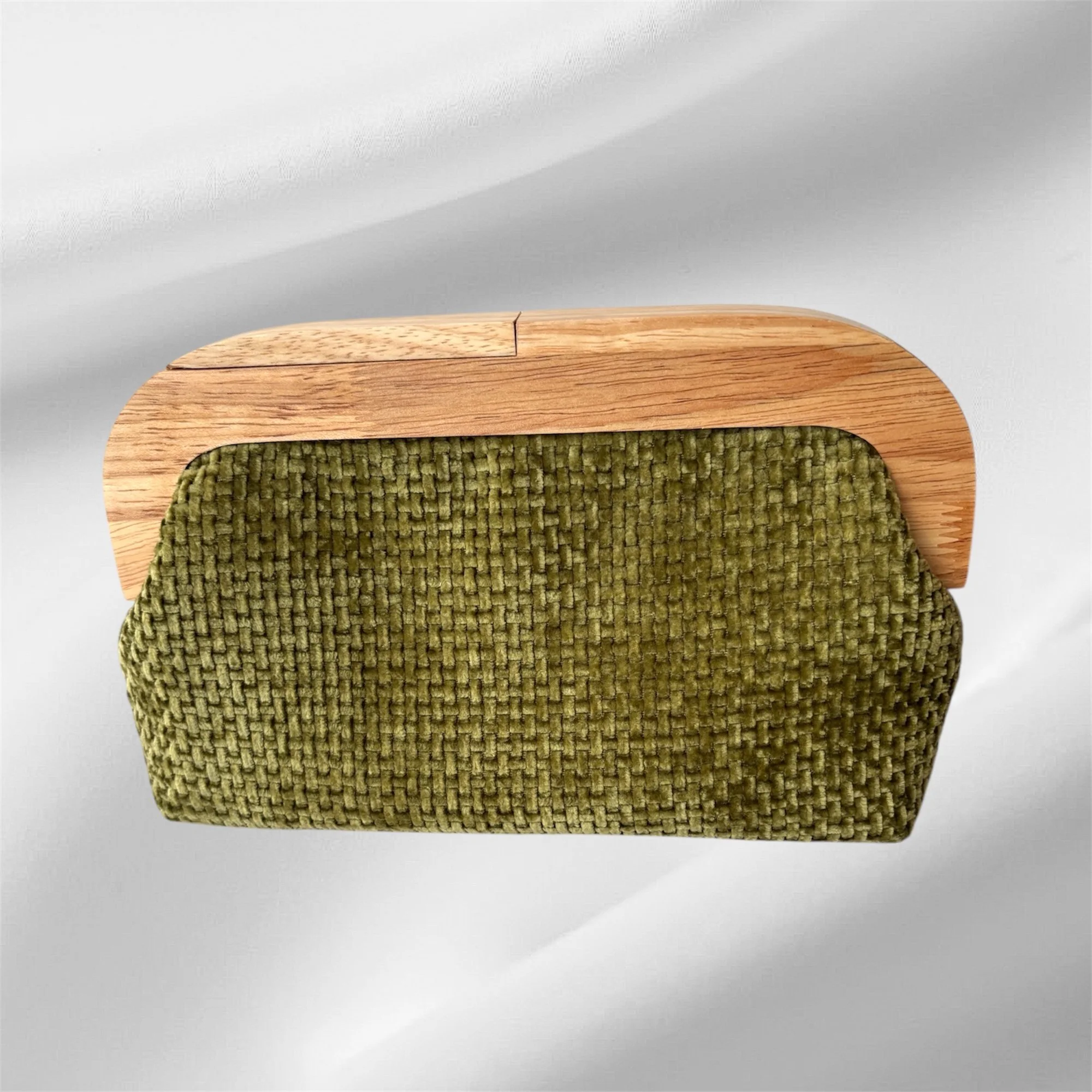 Olive Green Check - Long Timber Handle Bag