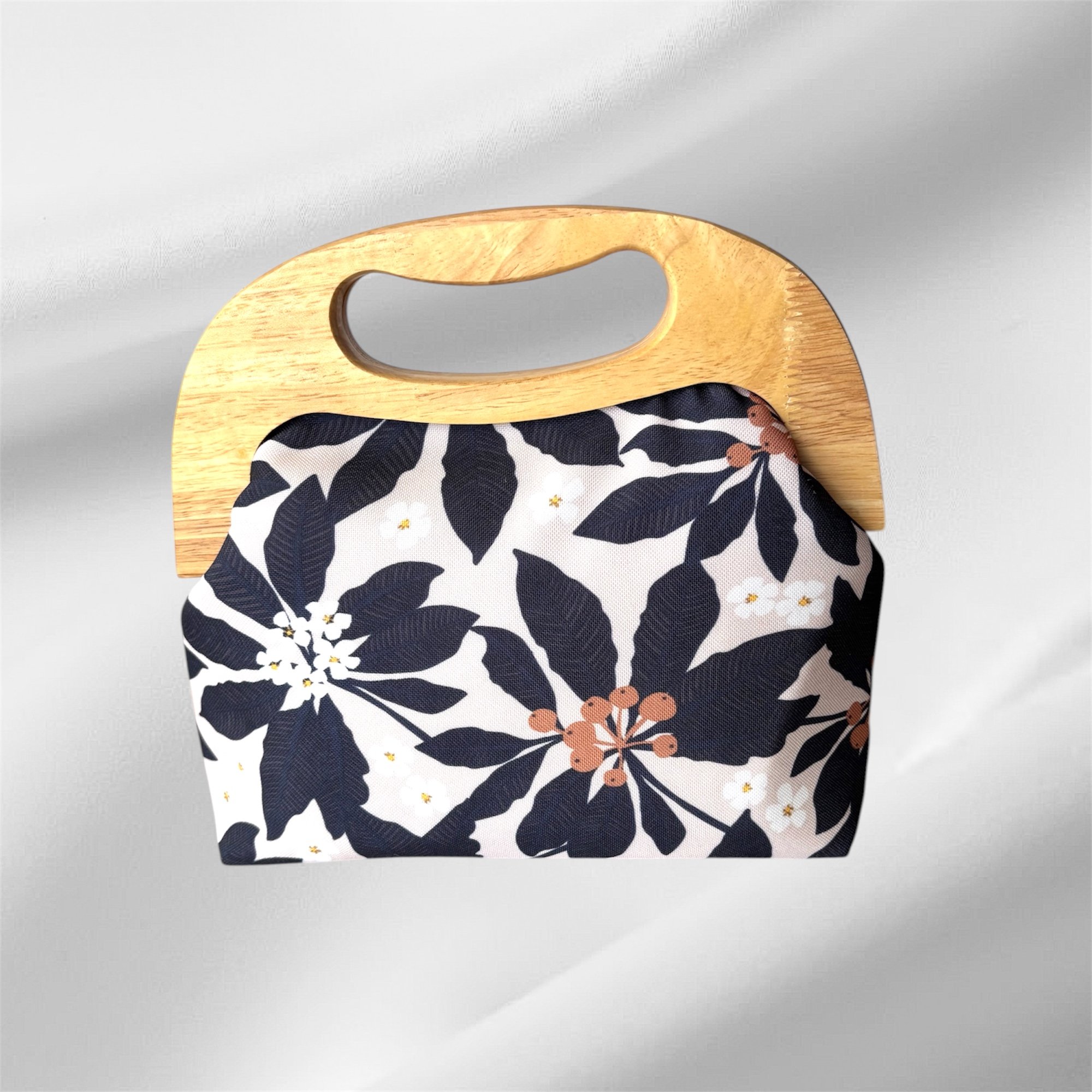 Blue Flowers - Large Timber Handle Bag