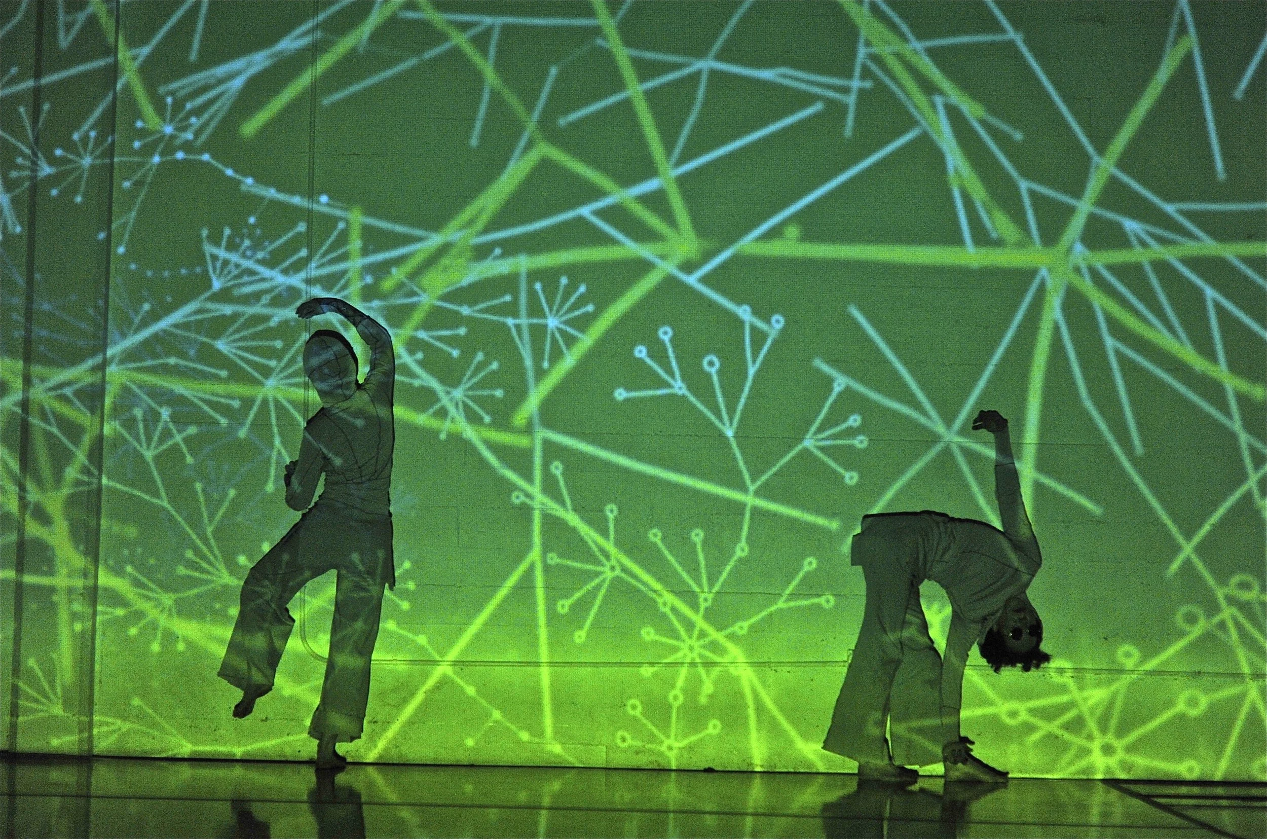 ANIMoid at CounterPULSE, duet with Katarina Eriksson, video installation by Jerry Smith, photo by Frank Revi