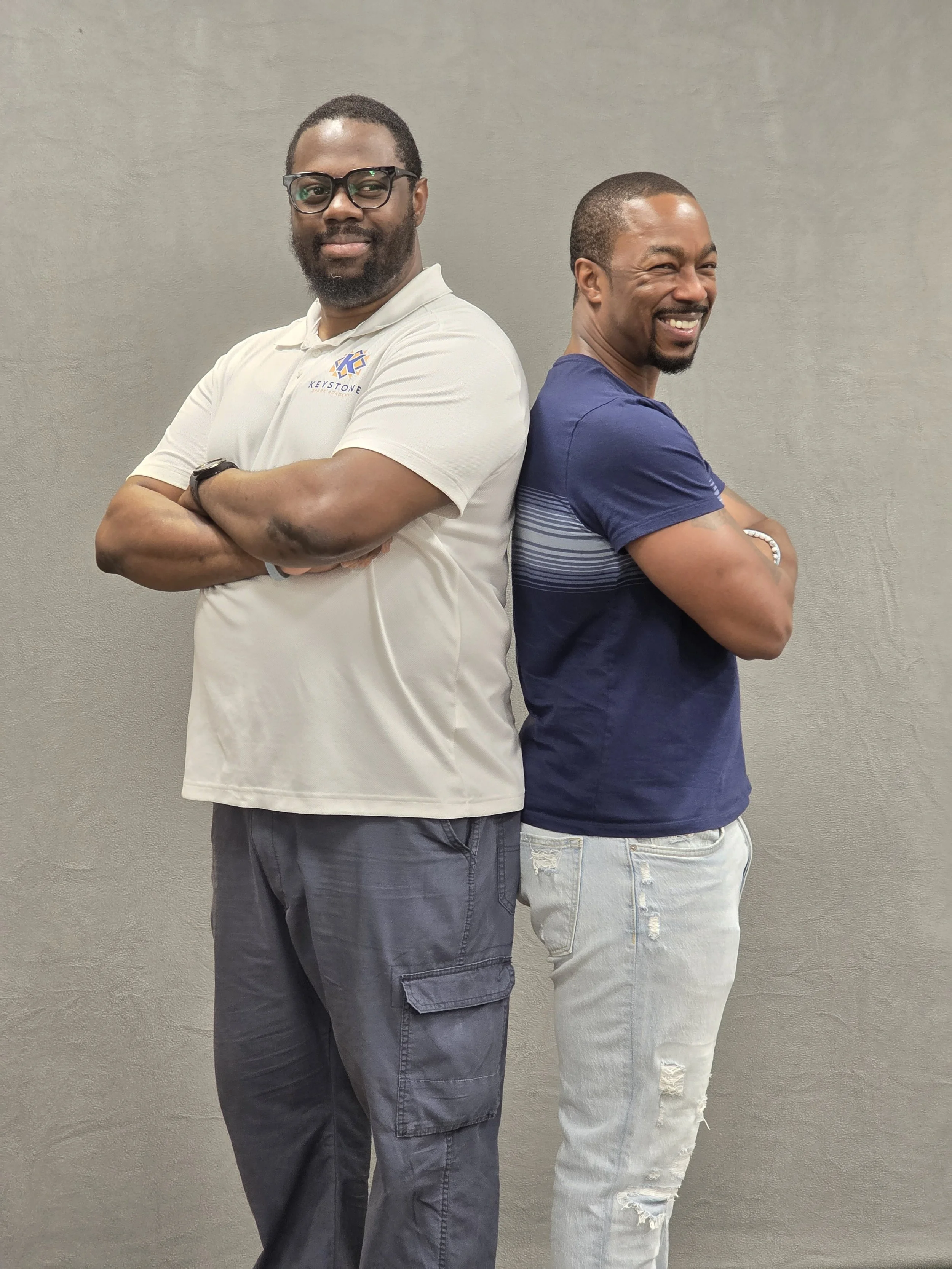 Our Chief Development and Communications Officer Marc Cesar and one of our supporters, DeAngelo Burse sharing a brotherly moment.