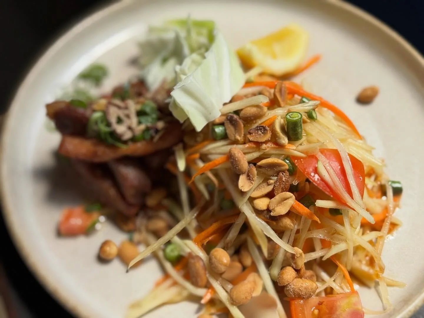Friday calls for something bold 🔥
Golden fried pork, crisp papaya salad, and silky rice noodles &mdash; the perfect trio to kick off the weekend.

Available 12.00 &ndash; 2.30 pm or until sold out!
Get in early &mdash; this one disappears fast.

📍 