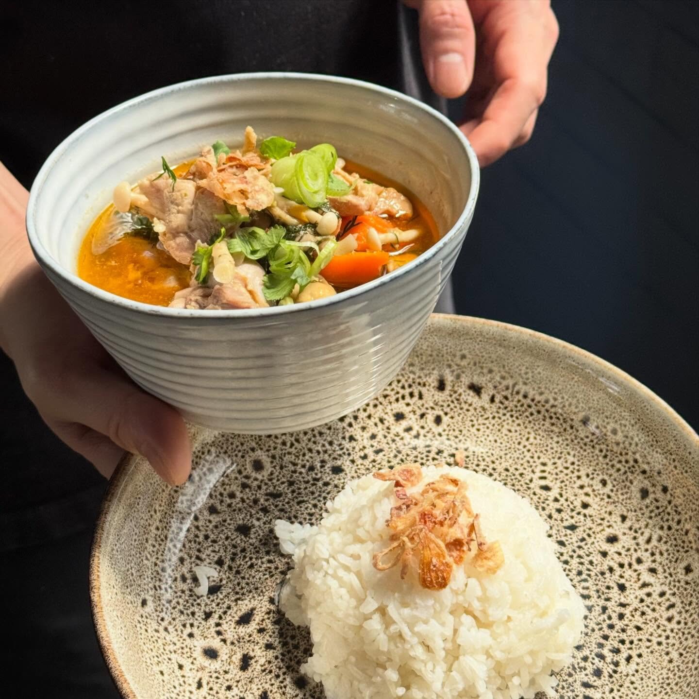 Friday&rsquo;s deal : Gaeng Gai , Authentic Isaan-style chicken in spicy soup with mushrooms 🍄&zwj;🟫 served with steamed rice 🍚