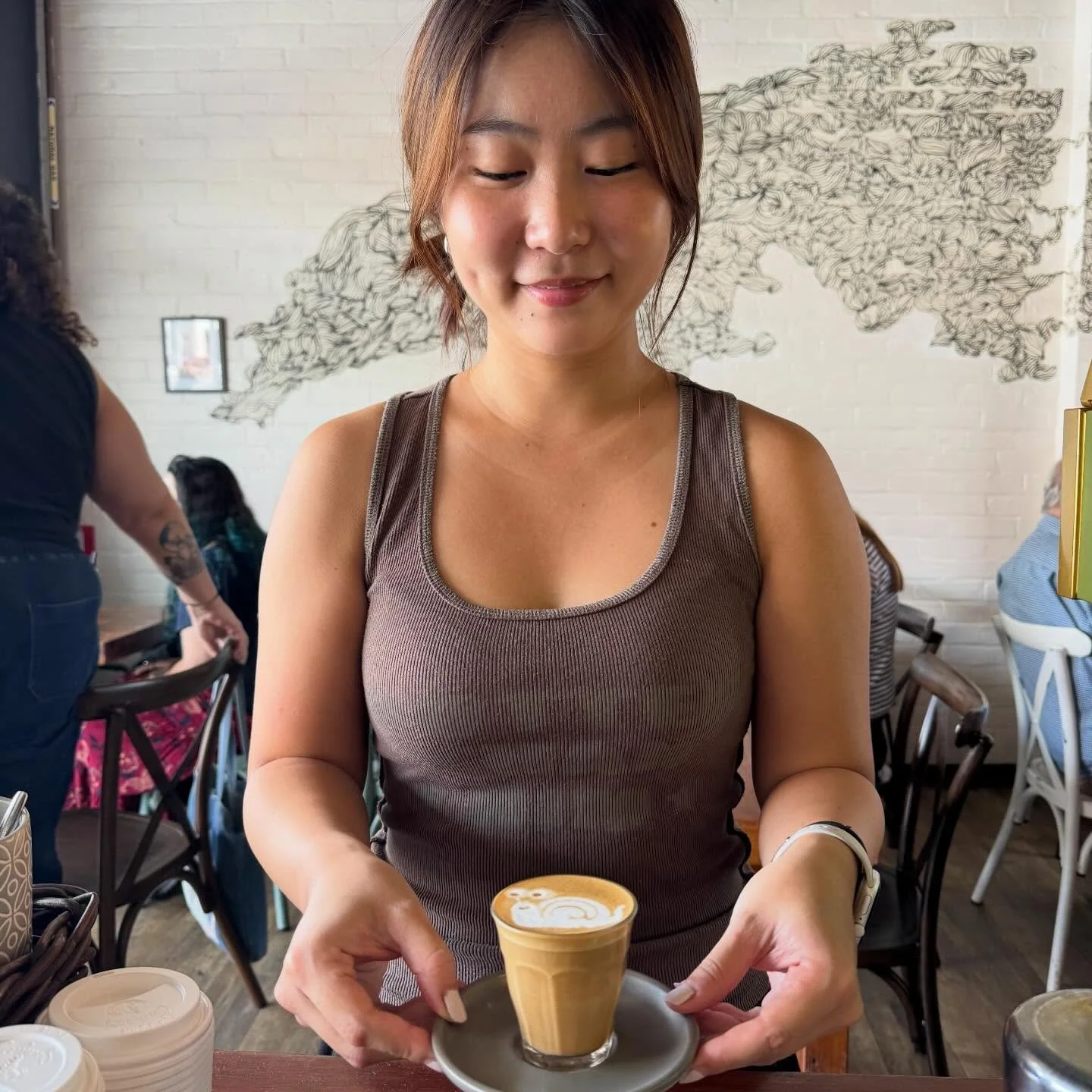 Serving coffee&hellip; but make it ✨cute✨ 

Warning: latte art may cause sudden happiness, mild obsession, and the urge to take &ldquo;just one more photo&rdquo; ☕️📸 

Drink it before it stares back at you 👀

#westendbrisbane #brisbanecoffee #CafeB