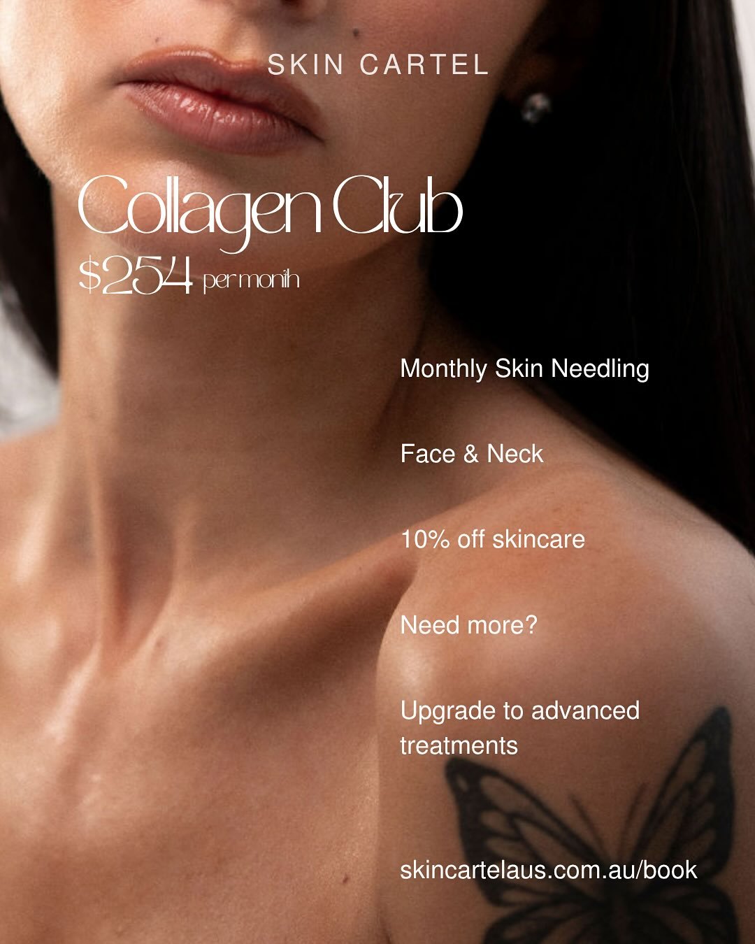 ✨ Introducing the Collagen Club ✨

Your monthly ritual for transformative skin.
$254/month includes:
💫 Face &amp; neck skin needling
💫 LED
💫 10% off all skincare
💫 Exclusive member pricing on upgrades

Because the best results come from consisten