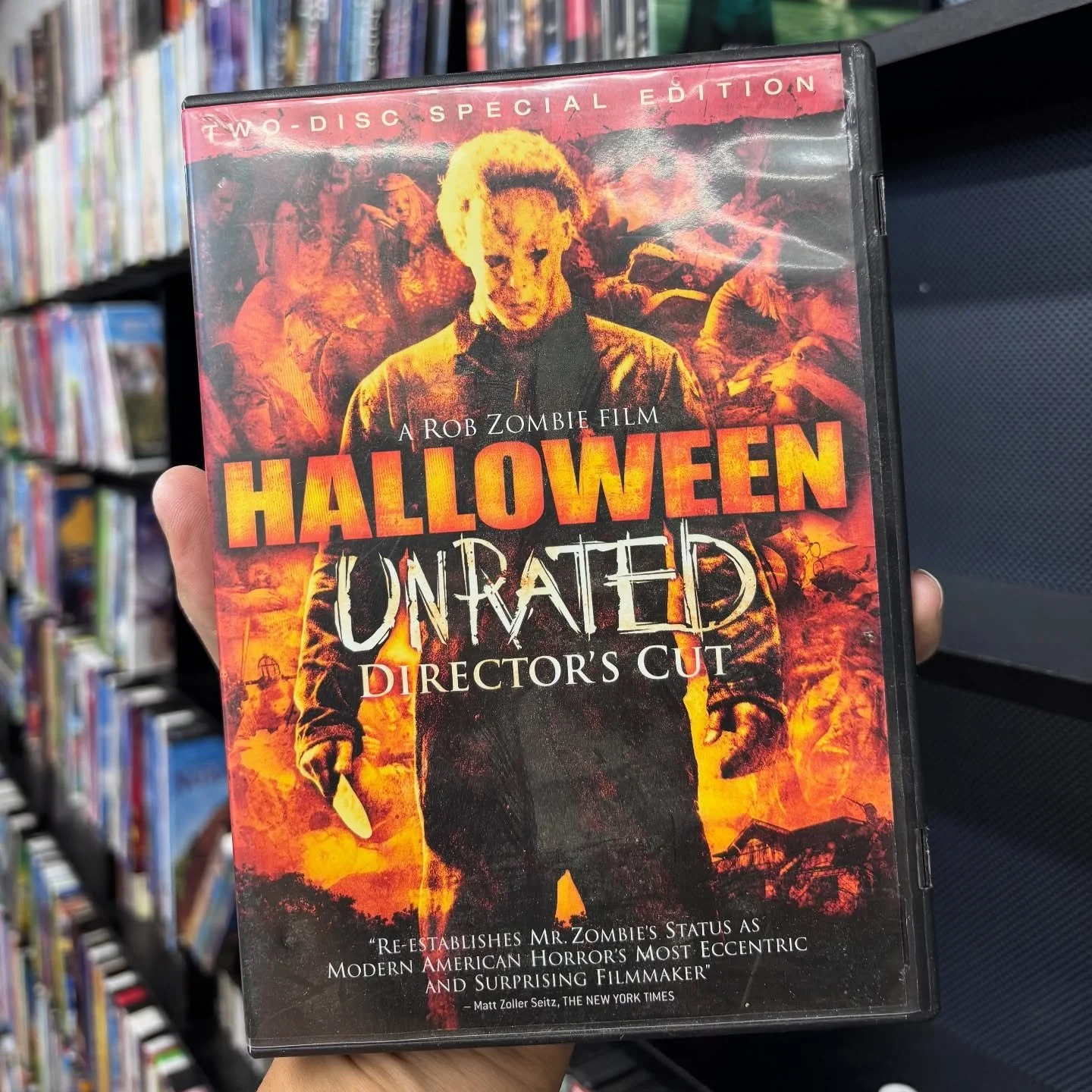 It’s a spooktacular Halloween this October at the Book Barn. 🎃
We are be bringing out horror DVDs daily so everyone can have a chance for some chills and thrills on the big screen. 
Check out these scary employee pics. Just a buck for DVDs!