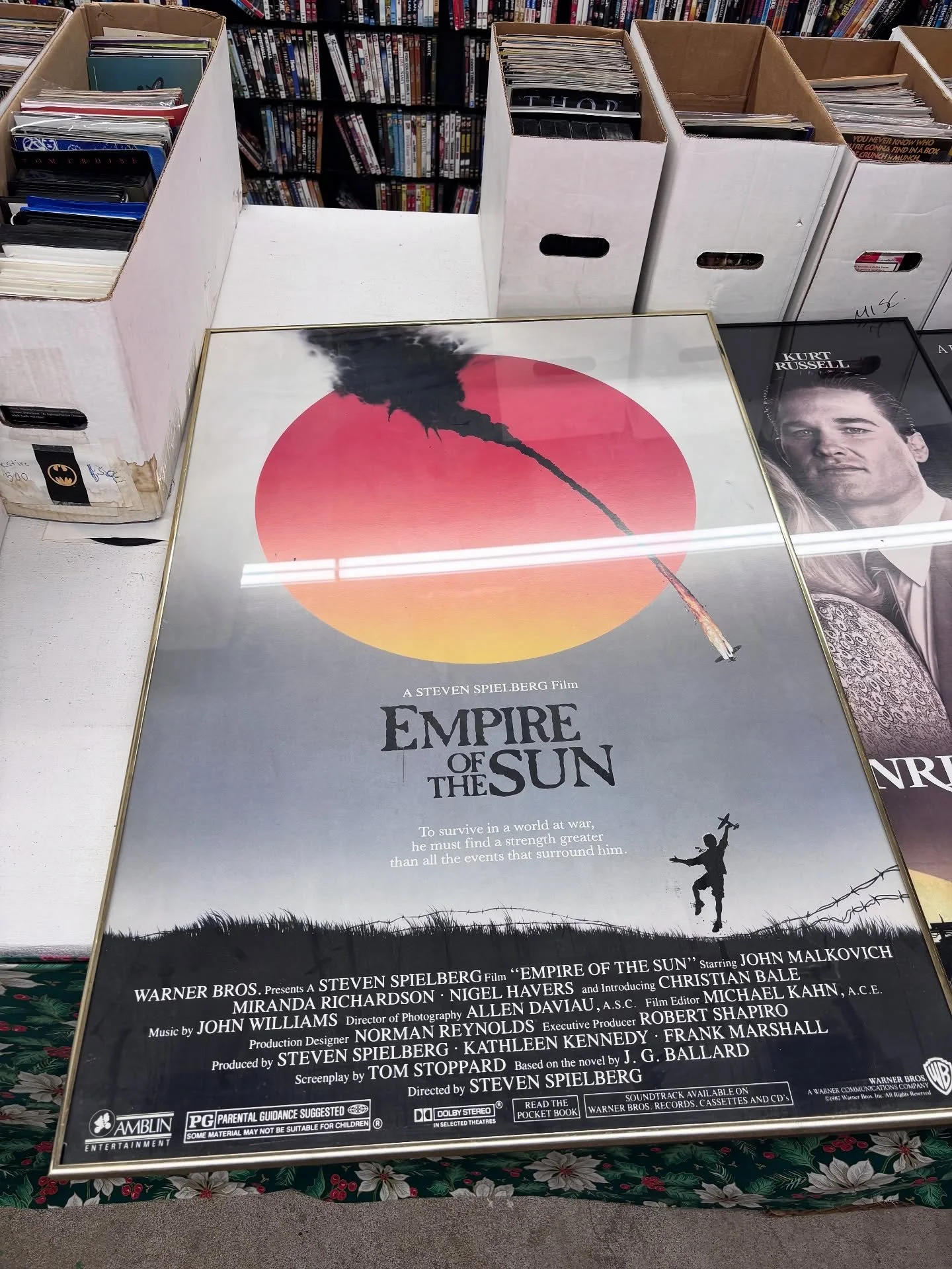 Original vintage movie posters for classic films like Empire of the Sun, Tequila Sunrise, To Live and Die in L.A., and Gone With The Wind are coming to the Book Barn this Saturday. These framed, iconic pieces of cinema history will be available for j