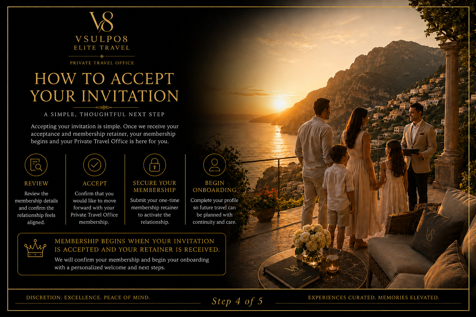 How to accept your Private Travel Office membership invitation. Step 4 of 5.