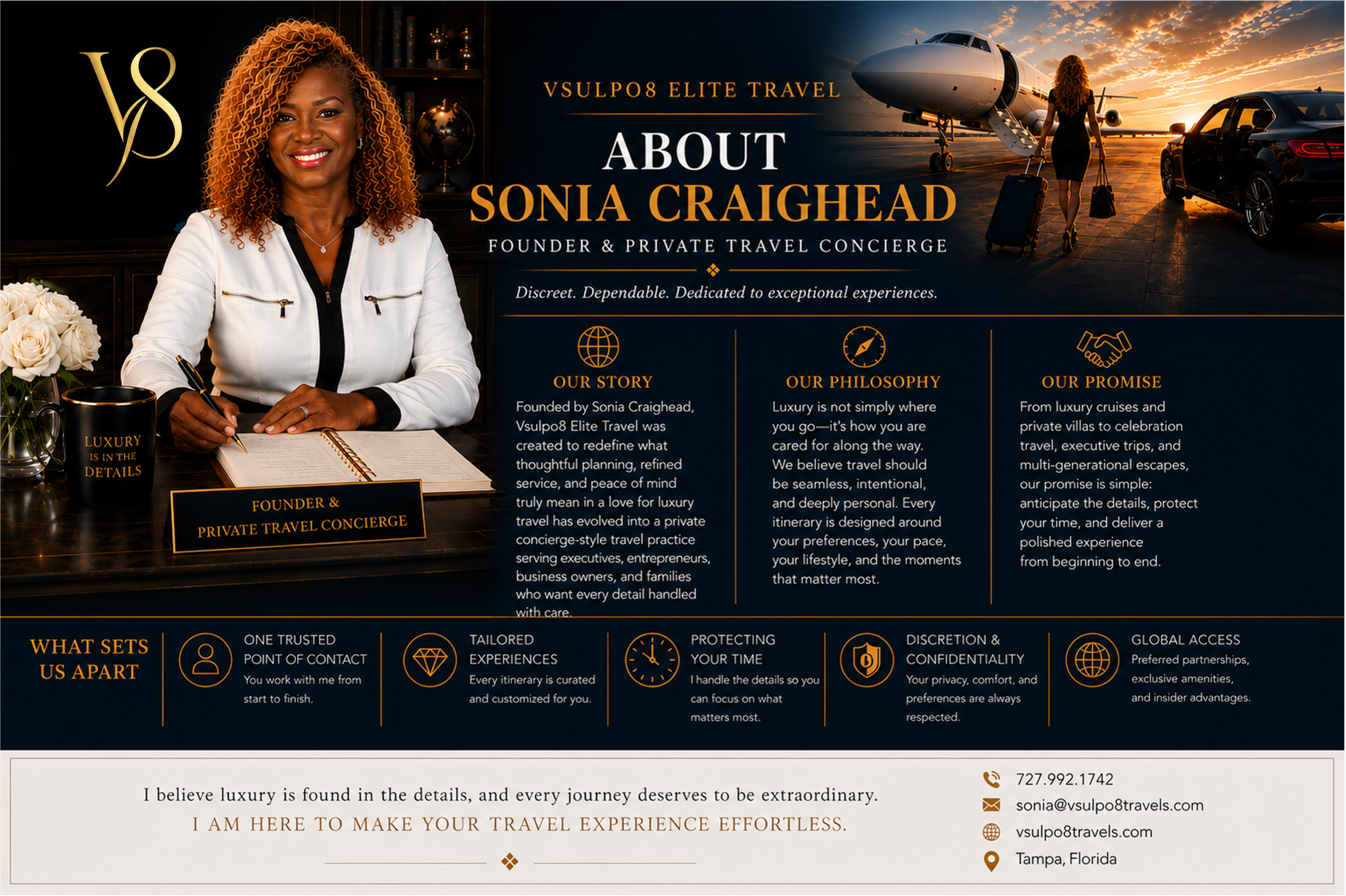 Sonia Craighead, Founder and Private Travel Concierge of Vsulpo8 Elite Travel